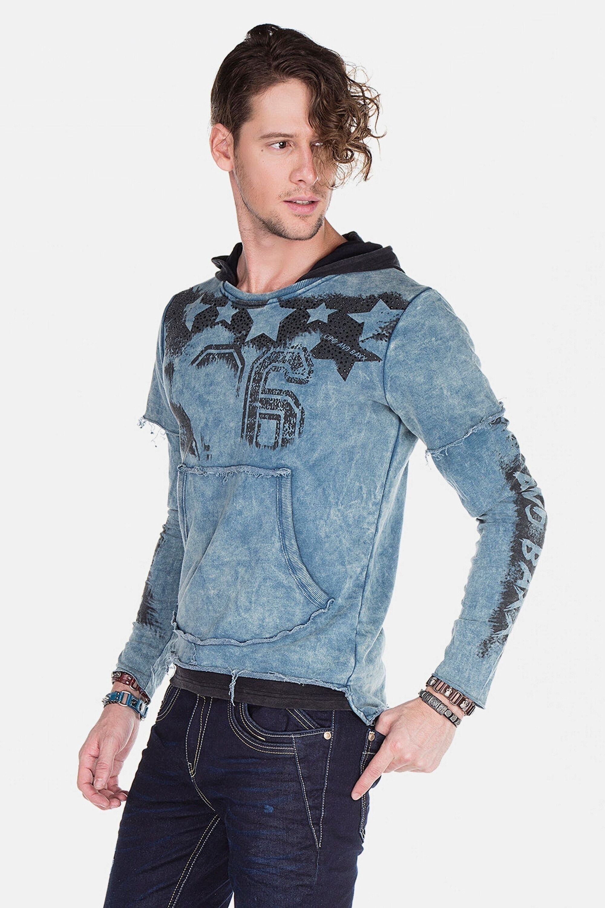 Cipo & Baxx Kapuzensweatshirt »Sweatshirts«, (1 tlg.), im Lagenlook, CL-279
