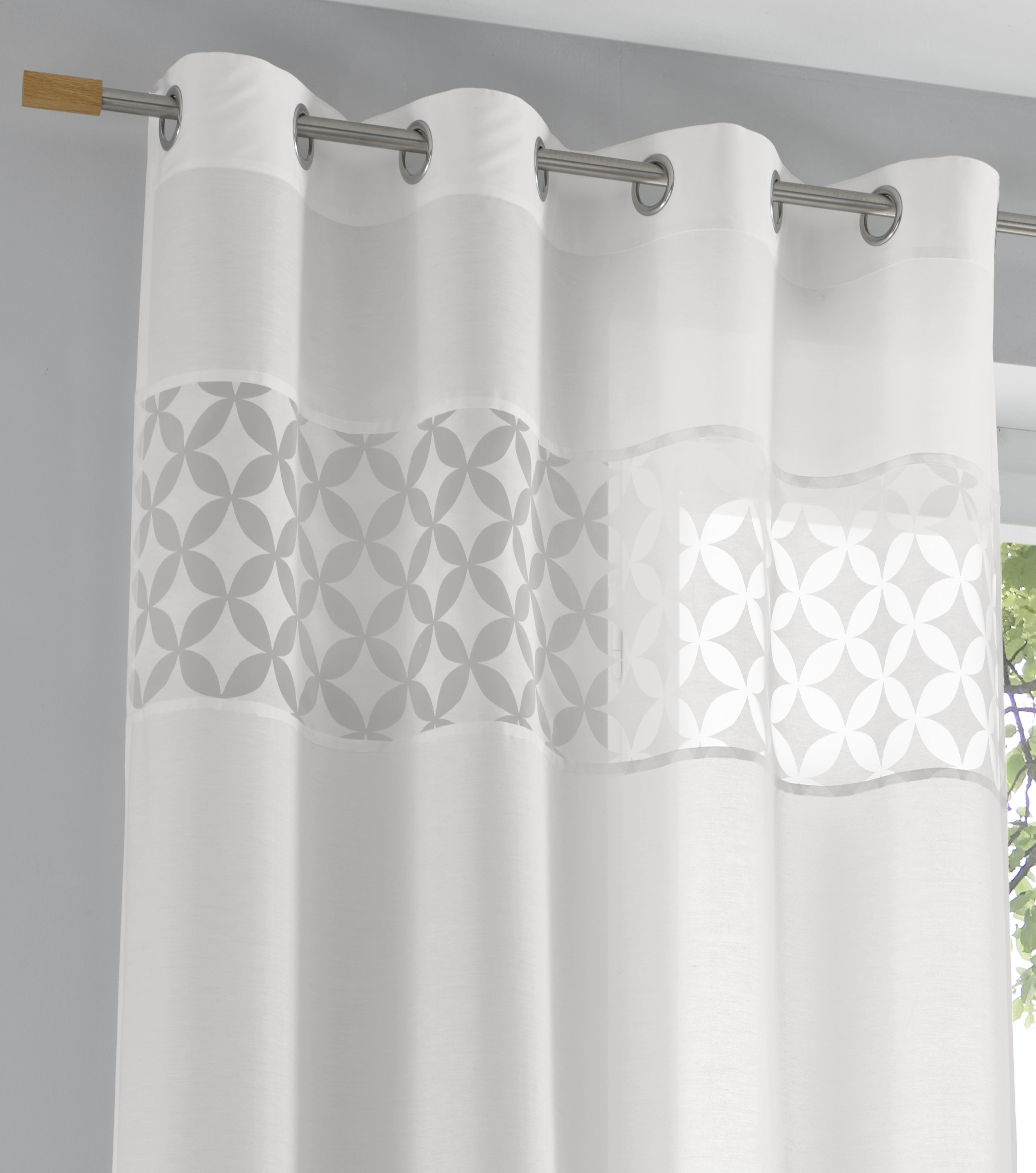 Kutti Vorhang "Jessy weiß" Ösen 1 Stk. tlg. moderne Gardine, silberne Ösen günstig online kaufen