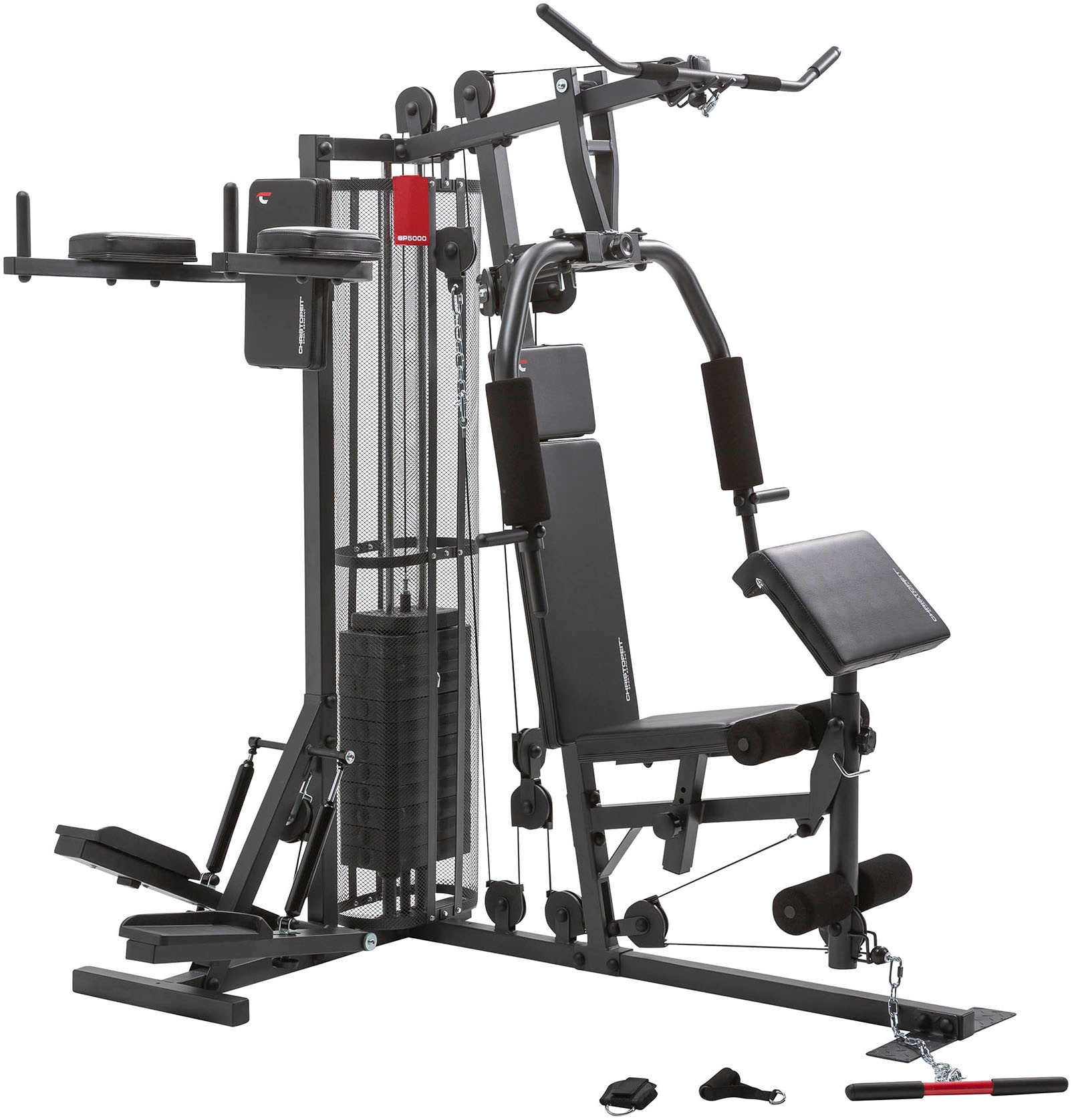 Christopeit Sport Kraftstation "Kraftstation SP 5000" 12 Gewichtsblöcke Butterflystange, Latzug, Ruderfunktion und mehr, max. Benutzergewicht 130 kg, max. Trainingsgewicht 70 kg
