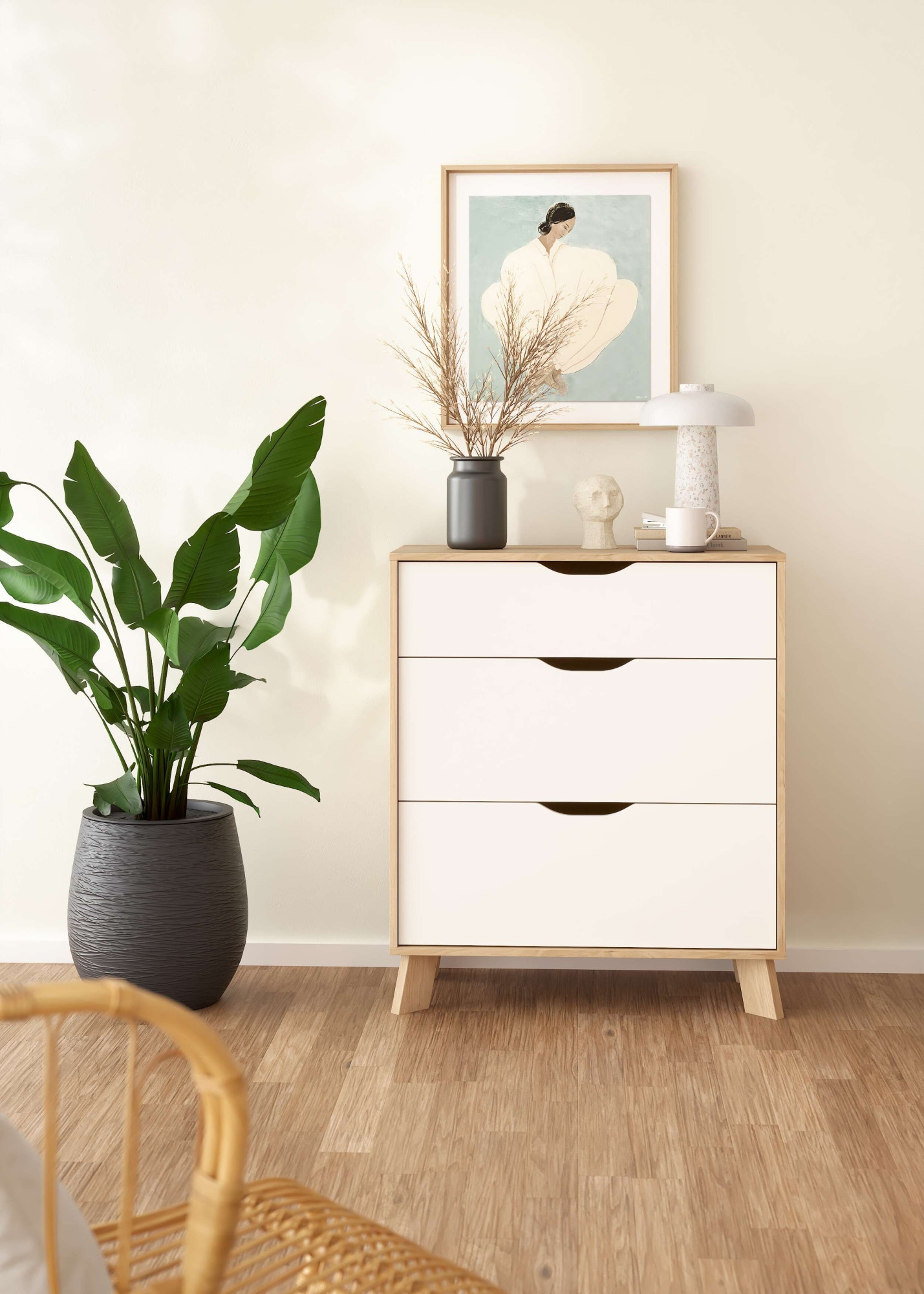 andas Kommode »Ikast, Schubladenschrank, Aufbewahrung, Stauraum«, 3 Schubladen, Eingriffsmulden, Breite 79 cm