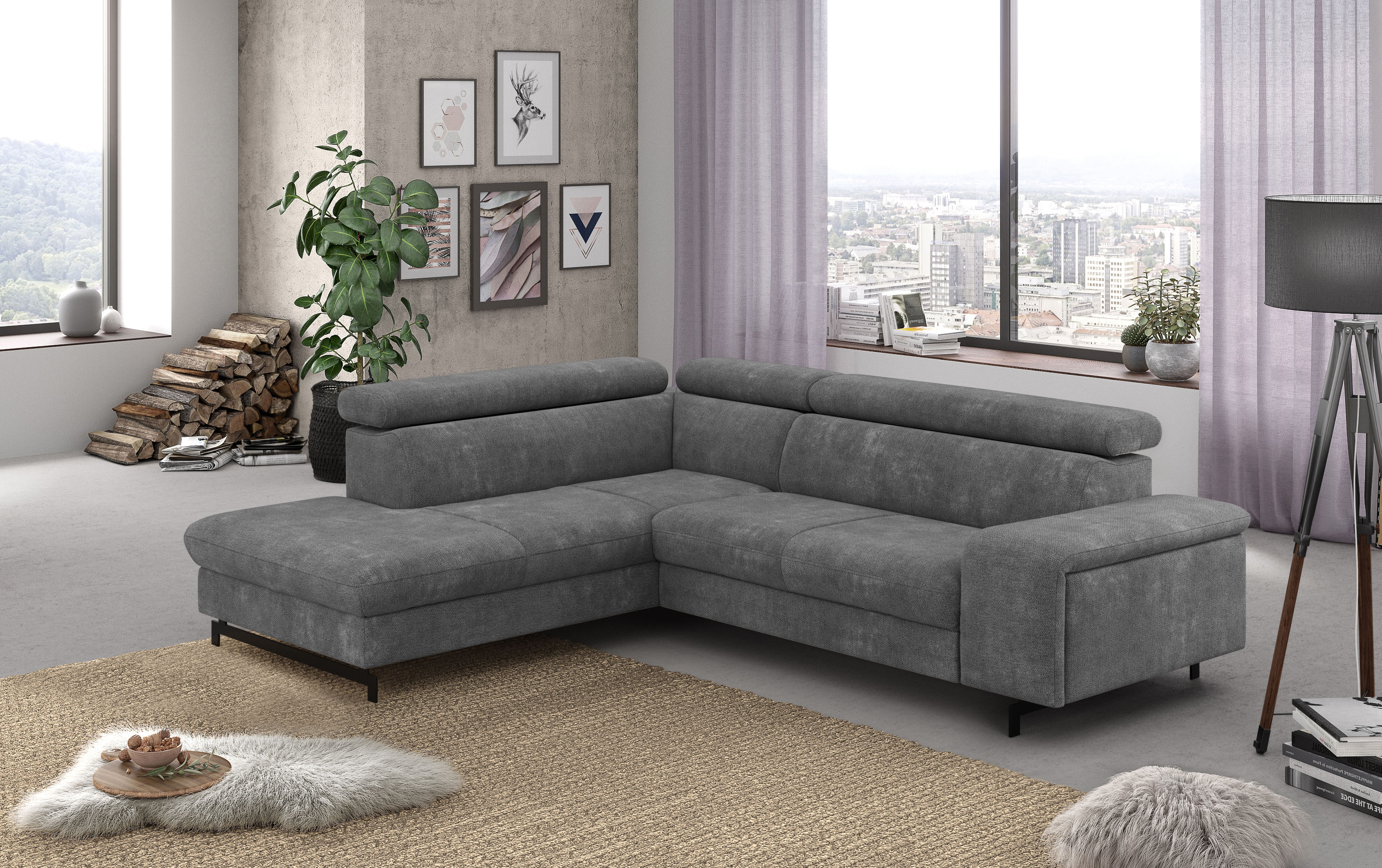 COTTA Ecksofa "Emma L-Form, B: 262 cm" mit Kopfteilverstellung, optional Schlaffunktion & Bettkasten