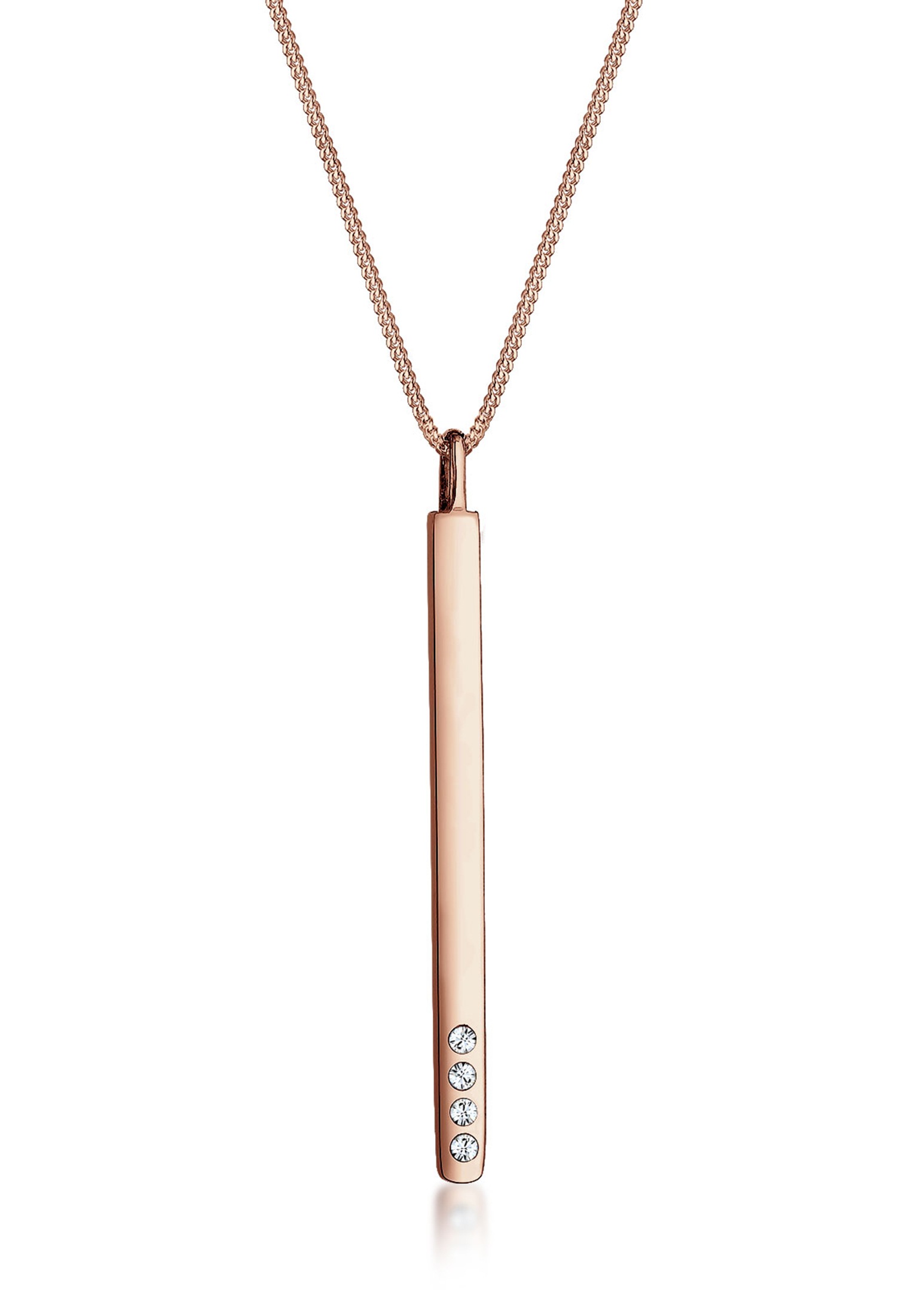 Collierkettchen ELLI "Y-Kette Weiß 925 Sterling Silber, mit Kristallen von Swarovski", rosegold, Halsketten, Damen, 45,mit Steinen, Silber 925 (Sterlingsilber), L: 45