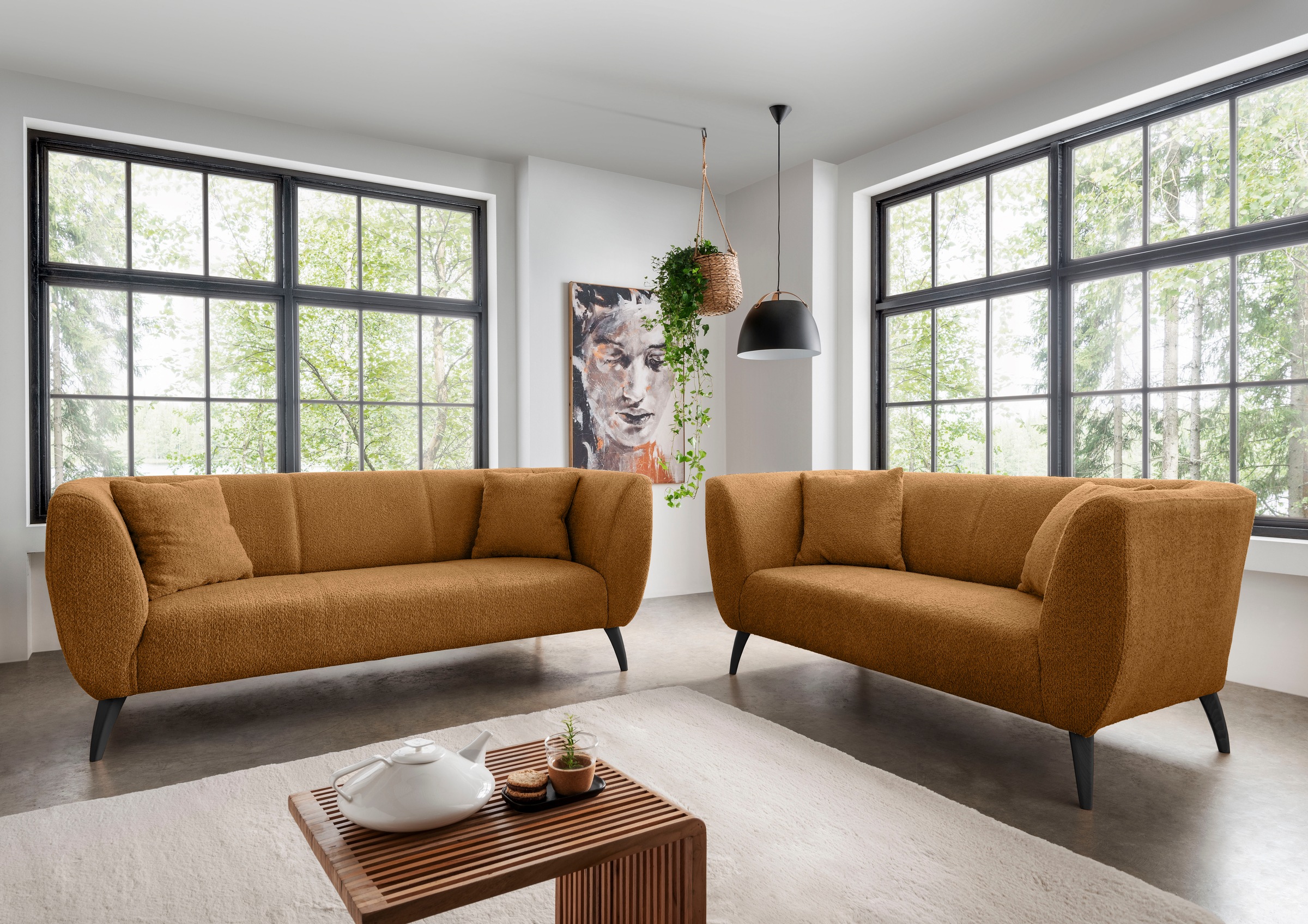 Home affaire Polstergarnitur "Colori modern und bequem, schmale Armlehnen, tolle Detailverarbeitung" Set, 3-Sitzer und 2-Sitzer, 2 Stk. tlg. auch als Loveseat erhältlich