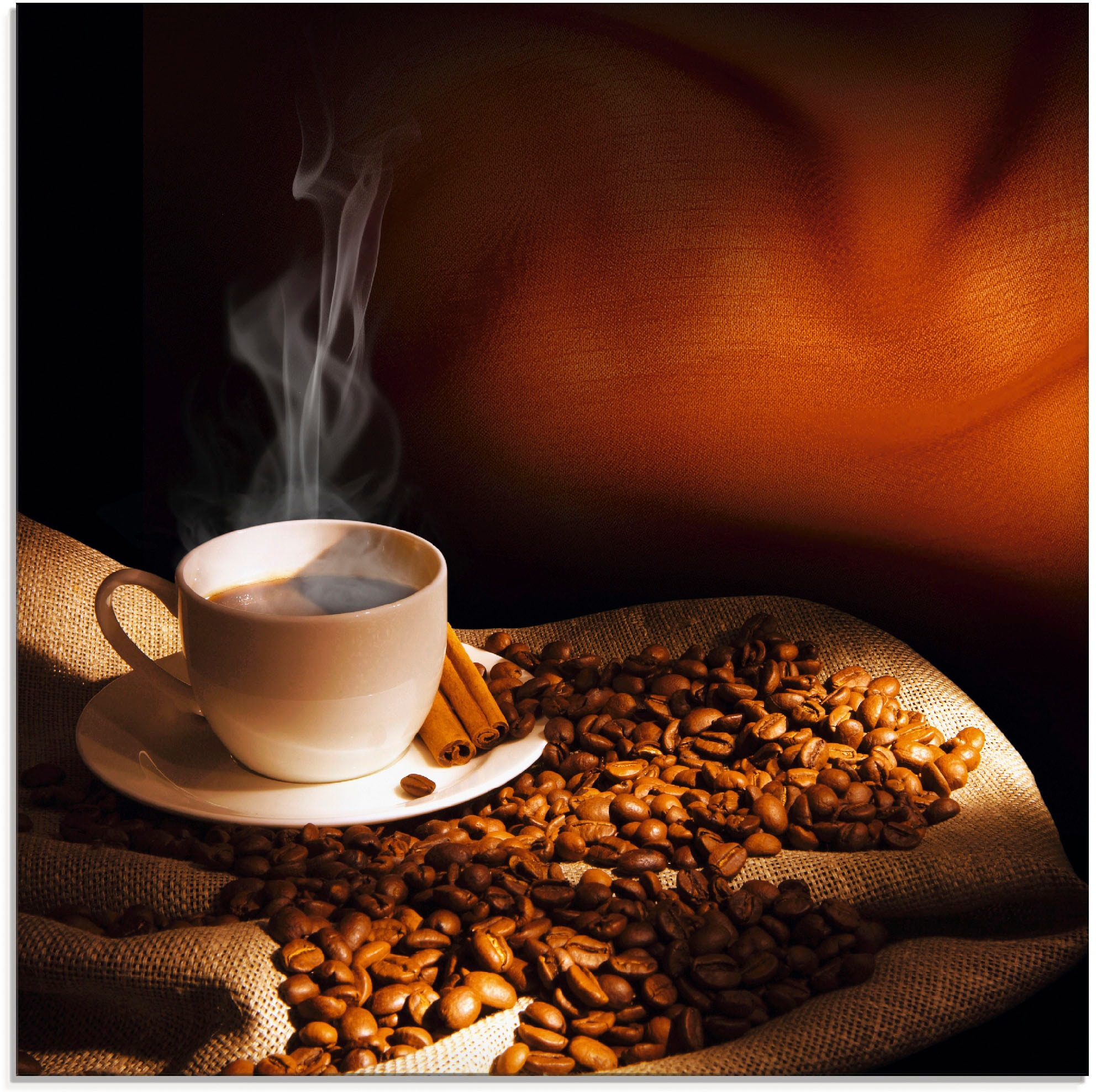 Artland Glasbild "Dampfende Tasse Kaffee", Getränke, (1 St.), in verschiedenen Größen