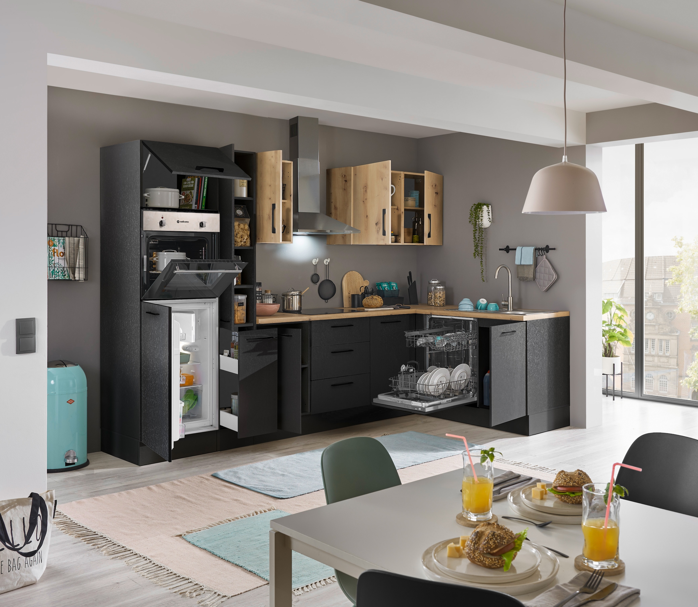 BASIC by Balculina Winkelküche »Turin«, Stellbreite 310x175 cm, wahlweise mit E-Geräten