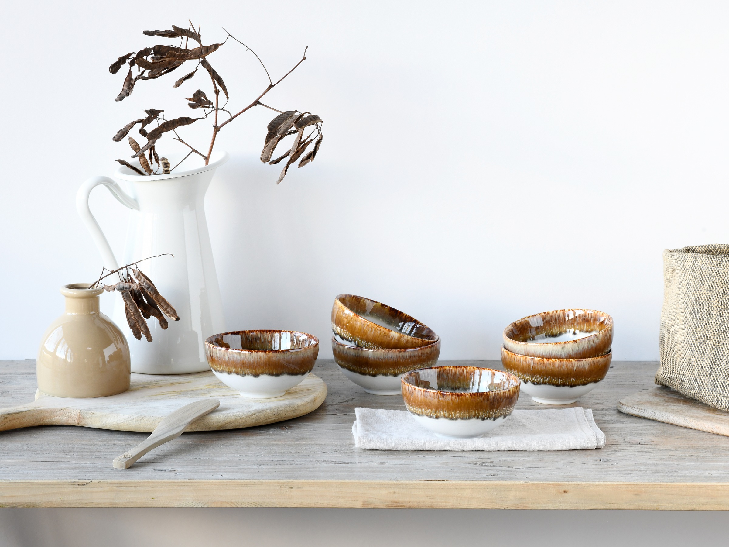 CreaTable Dipschale »Cascade, Schale 6-tlg«, 6 tlg., aus Steinzeug, Rekativglasur, Healthy Food