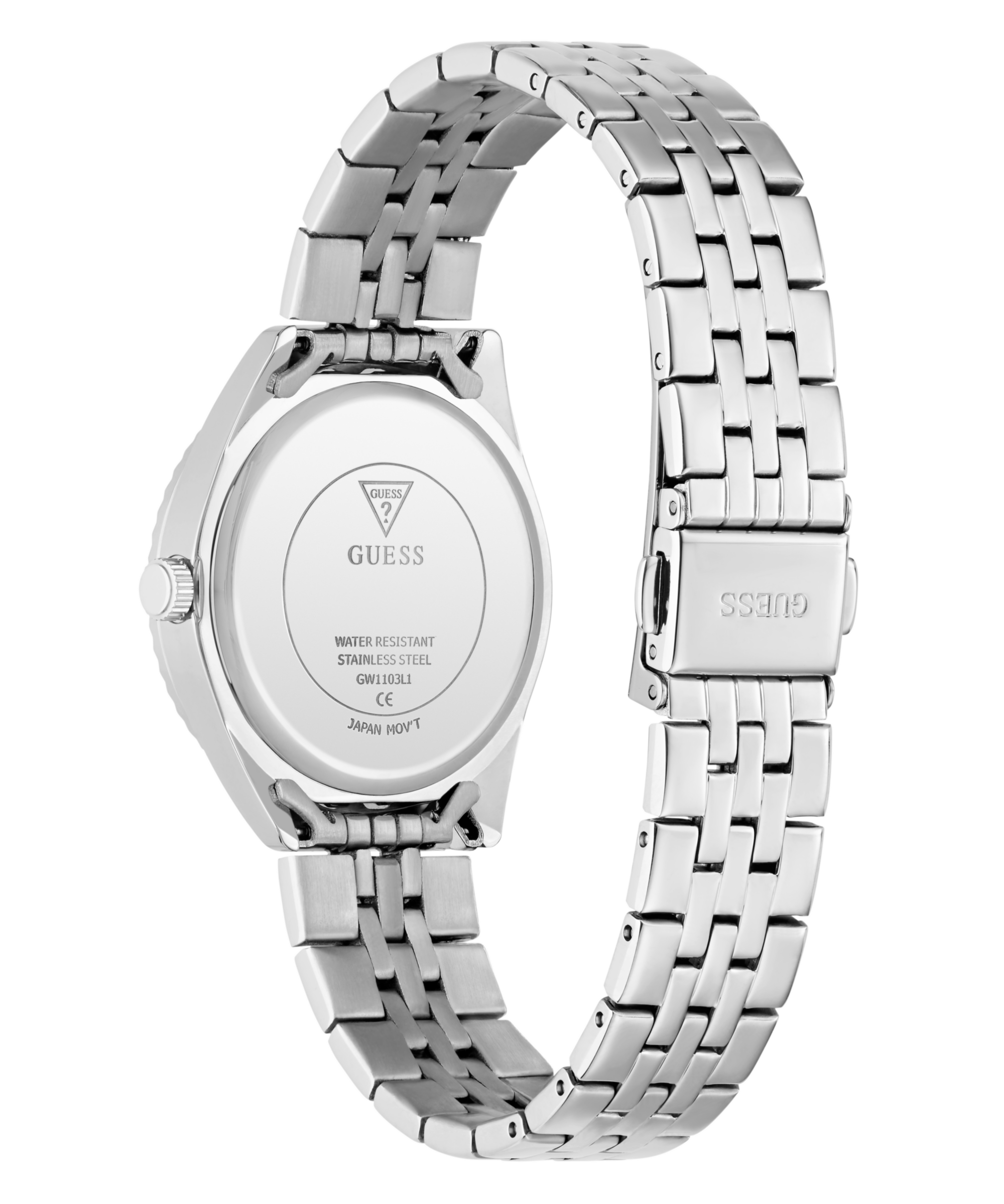 Guess Quarzuhr »ADELAIDE« Armbanduhr, Damenuhr, Edelstahlarmband, analog