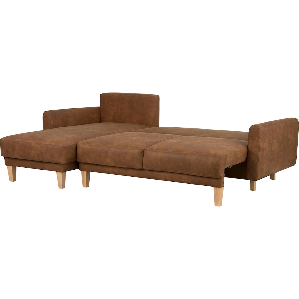 Home affaire Ecksofa »Triplo, Zierkissen, Schlaffunktion, B/T/H: 234/164/89 cm, L-Form«