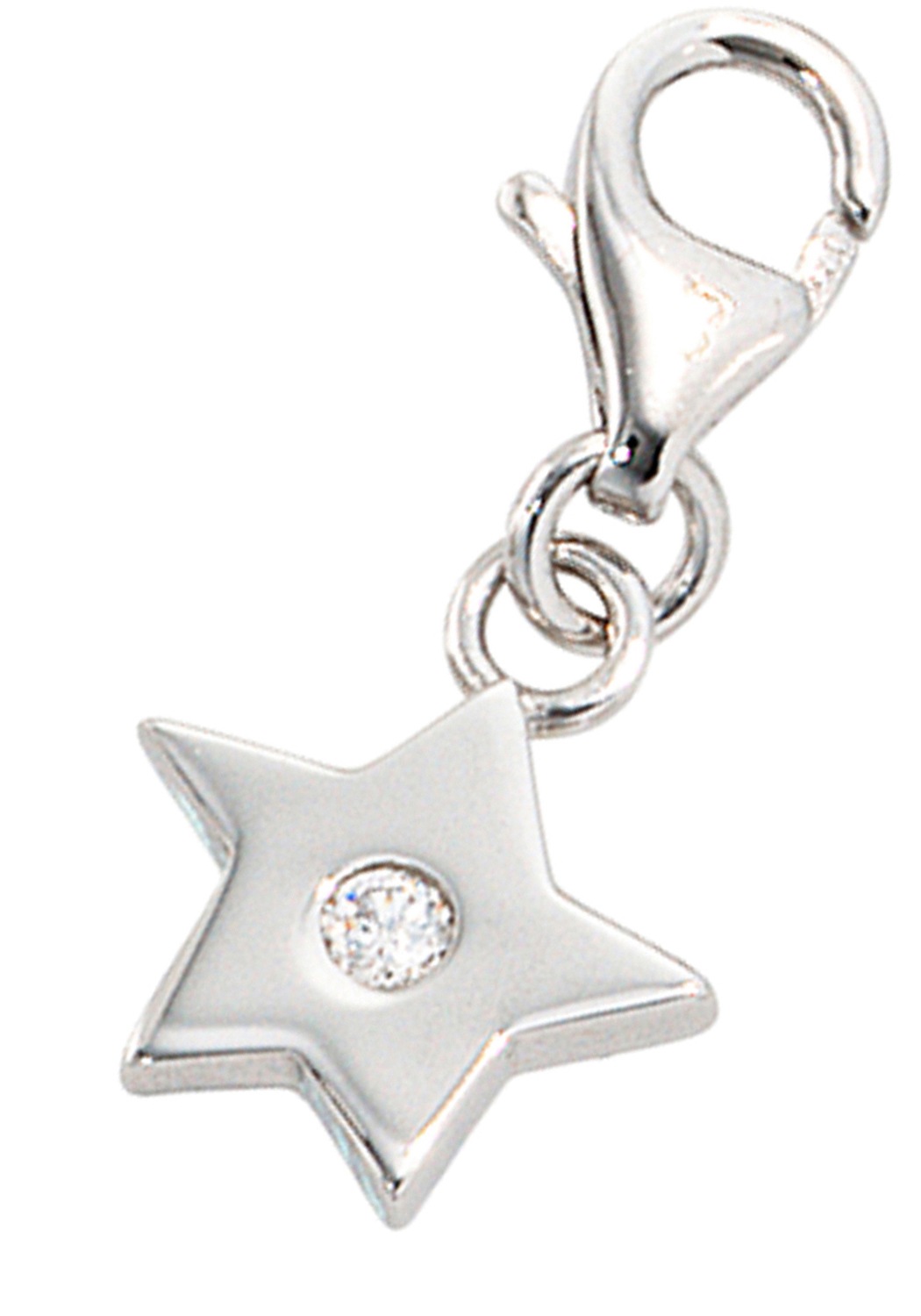 JOBO Charm Stern »Stern« 925 Silber rhodiniert mit Zirkonia