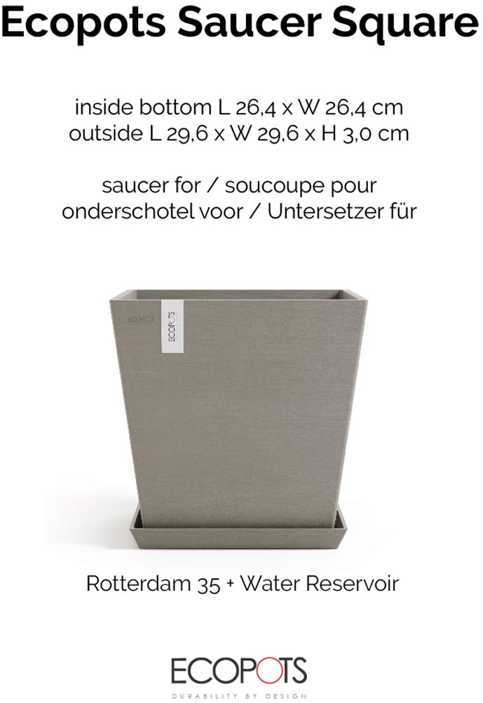ECOPOTS Topfuntersetzer »Quadratisch 35 Taupe« für innen und außen: frostsicher, bruchsicher und lichtbeständig