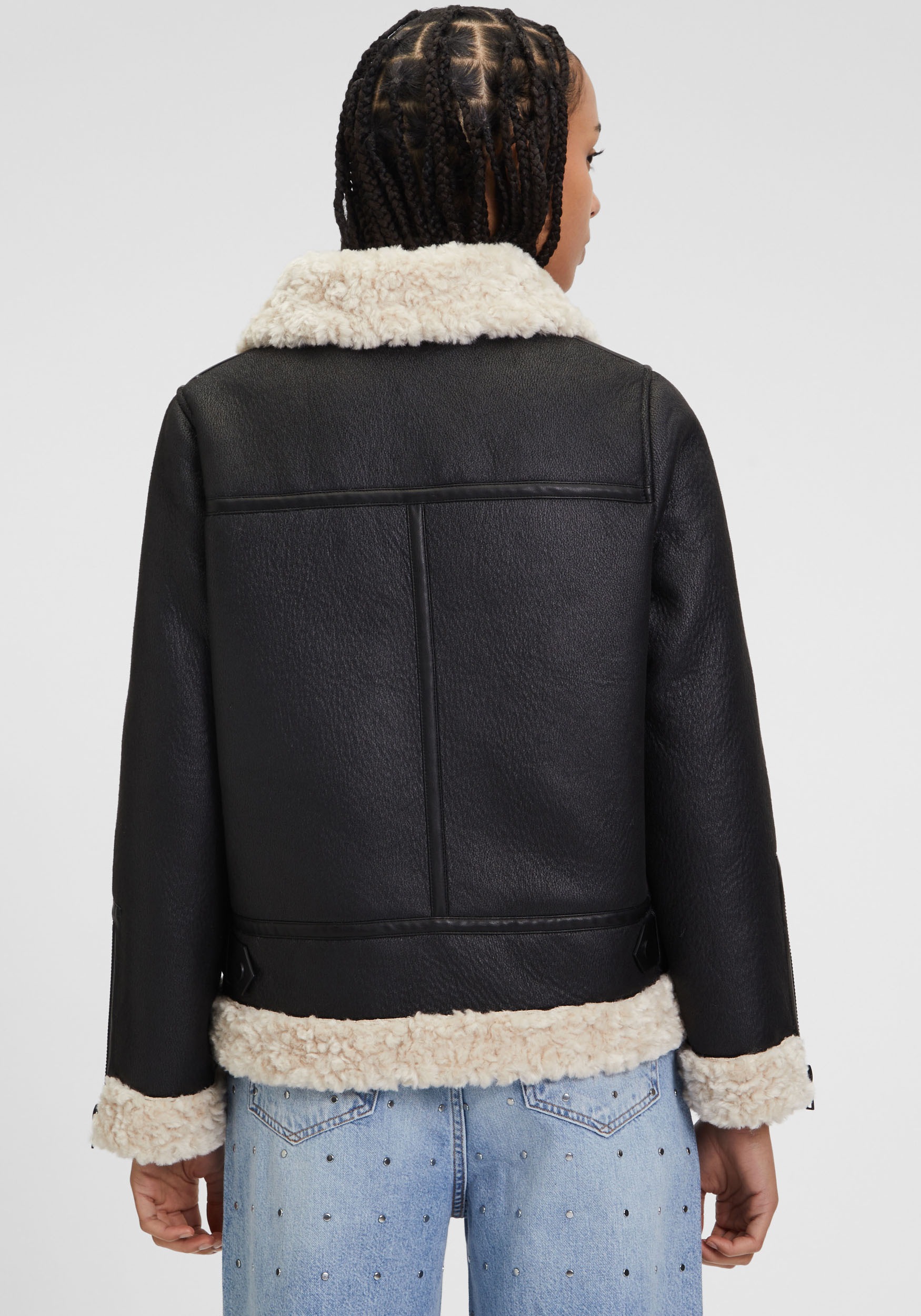 Mauritius Lederimitatjacke »C-039«, mit Fellimitat, Reißverschluss