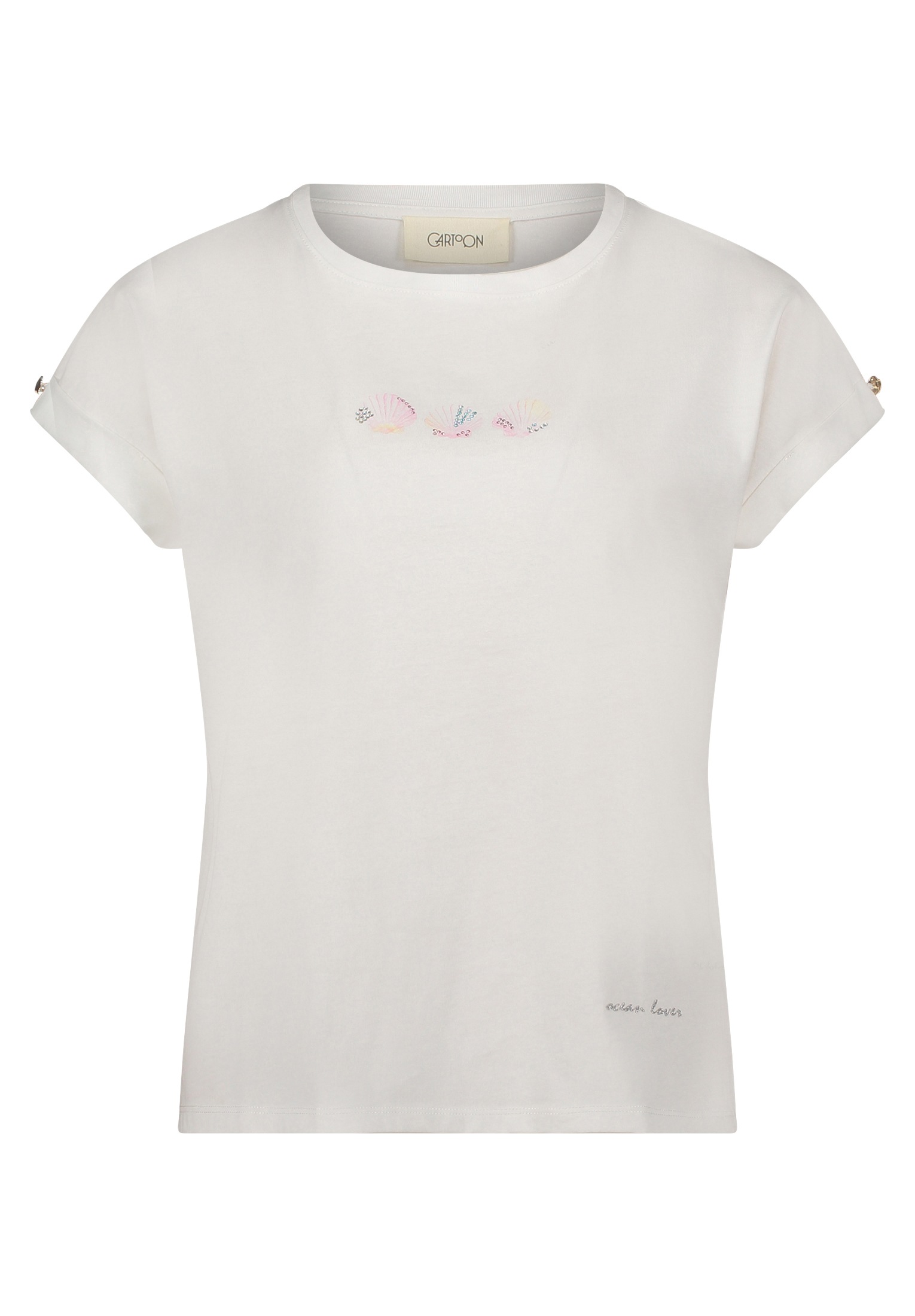 Cartoon Kurzarmshirt "Cartoon Damen Printshirt mit Ärmelaufschlag", (1 tlg. günstig online kaufen