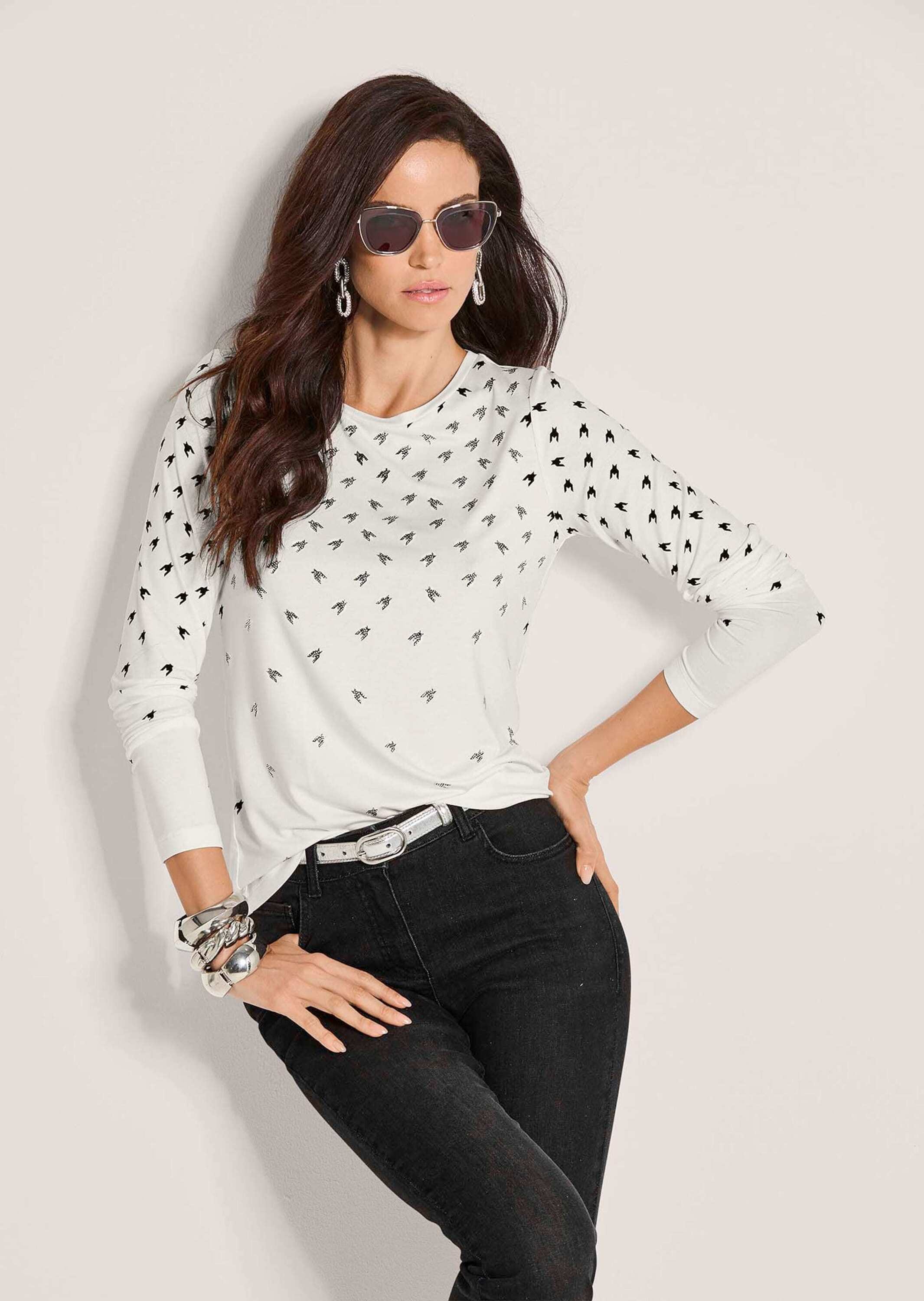 MADELEINE Langarmshirt »Shirt Langarmshirt mit Strass & Hahnentritt«