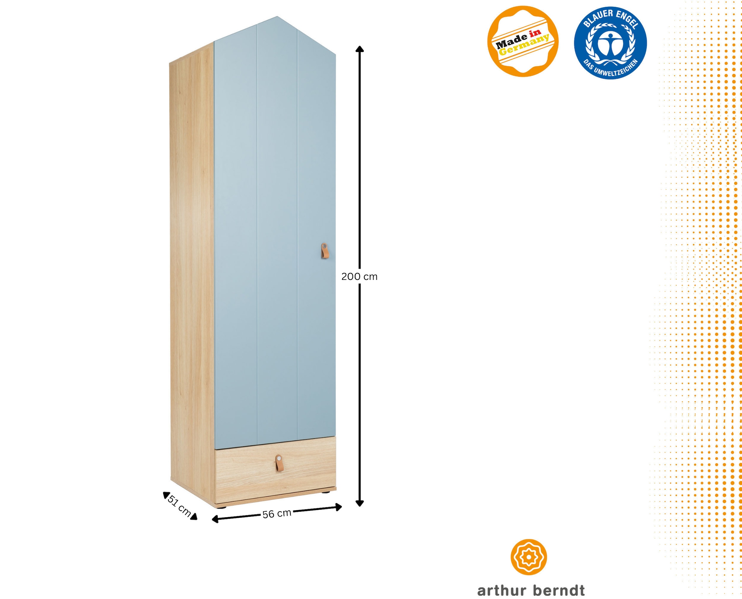 arthur berndt Babyzimmer-Komplettset »Babyzimmer-Set »Roofy« 3-teilig mit 1-türigem Kleiderschrank«, (Set, 3 tlg., Babymöbel-Set »Roofy« Kleiderschrank,Kinderbett+Wickelkommode)