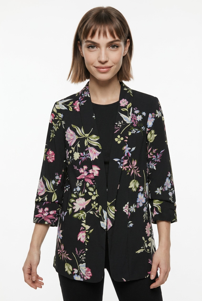 pieces Blusenblazer "PCBOSELLA 3/4 PRINTED BLAZER NOOS" mit 3/4 Ärmel
