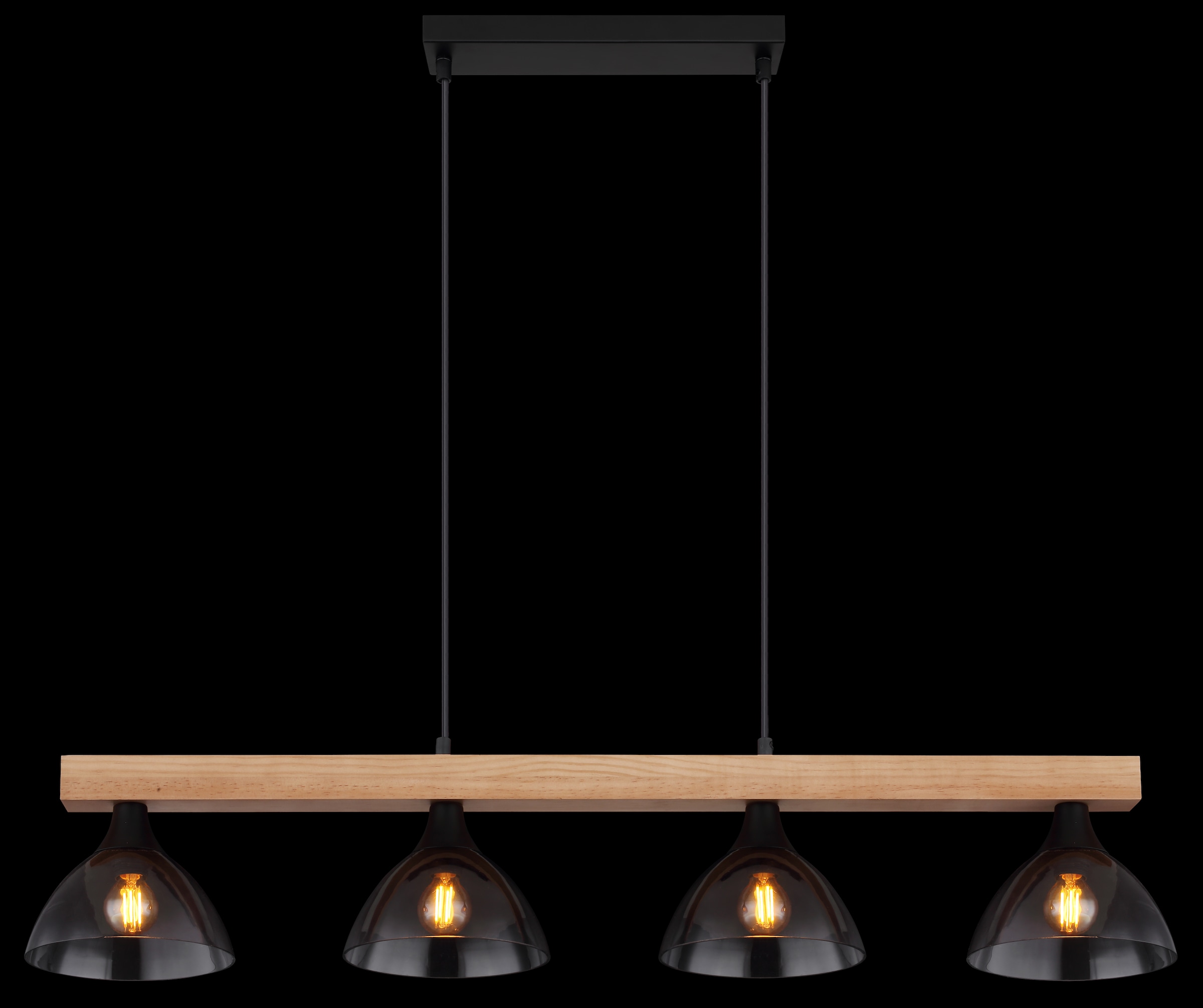 GLOBO LIGHTING Hängeleuchte »LINDI« E14 1 Stk. Hängeleuchte für Esszimmer Holz & Rauchglas