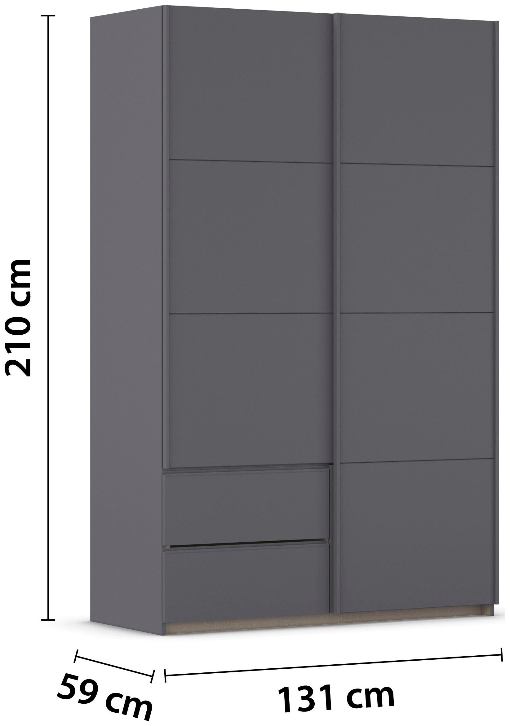 rauch Schwebetürenschrank »Kleiderschrank Schrank Garderobe Wäscheschrank SEVILLA«, (in 3 verschiedenen Ausstattungen BASIC/CLASSIC/PREMIUM), Metall-Griffleisten alufarben oder Graumetallic MADE IN GERMANY