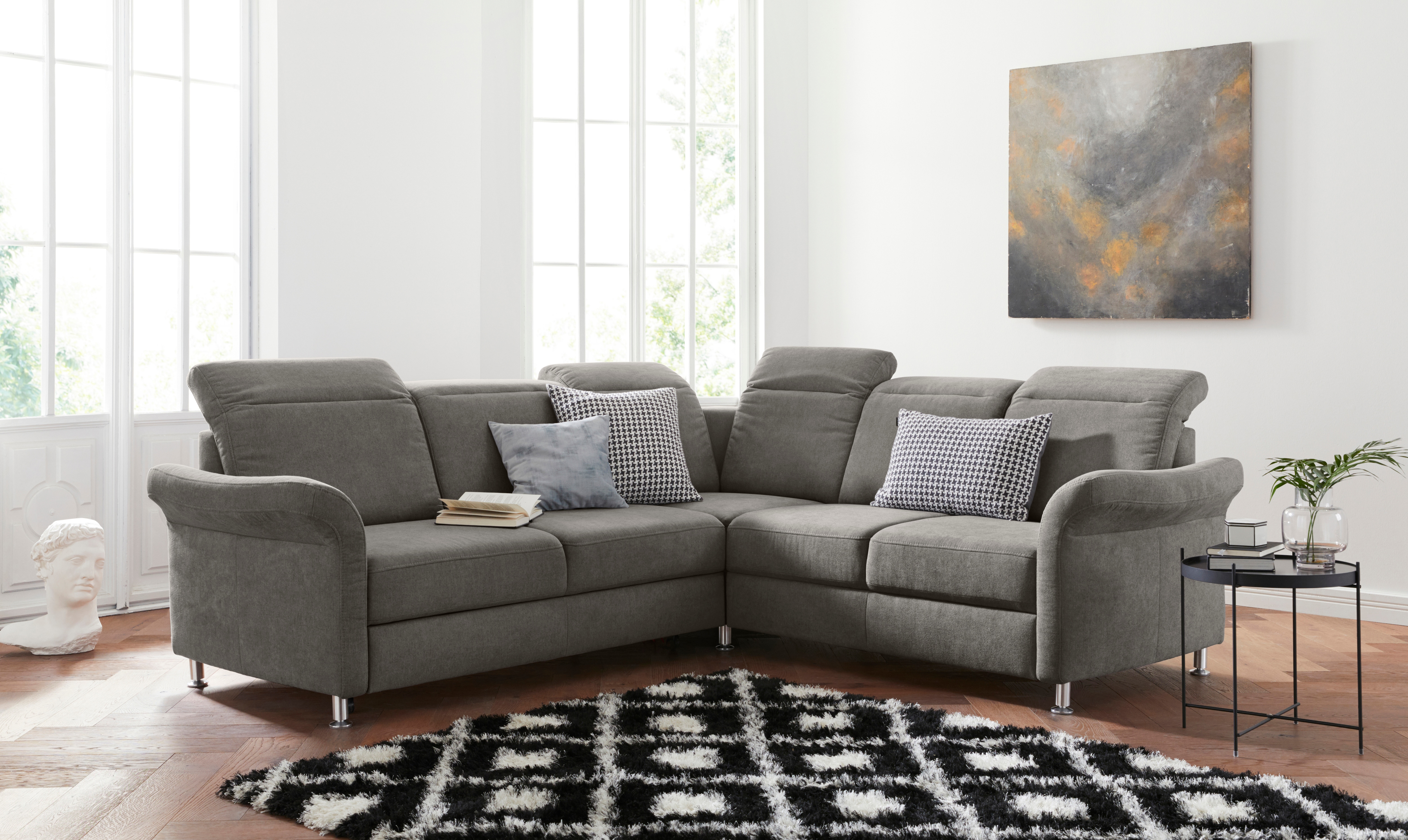 sit&more Ecksofa "Darwin L-Form" inklusive Federkern, wahlweise mit Kopfteilverstellung, Schlaffunktion