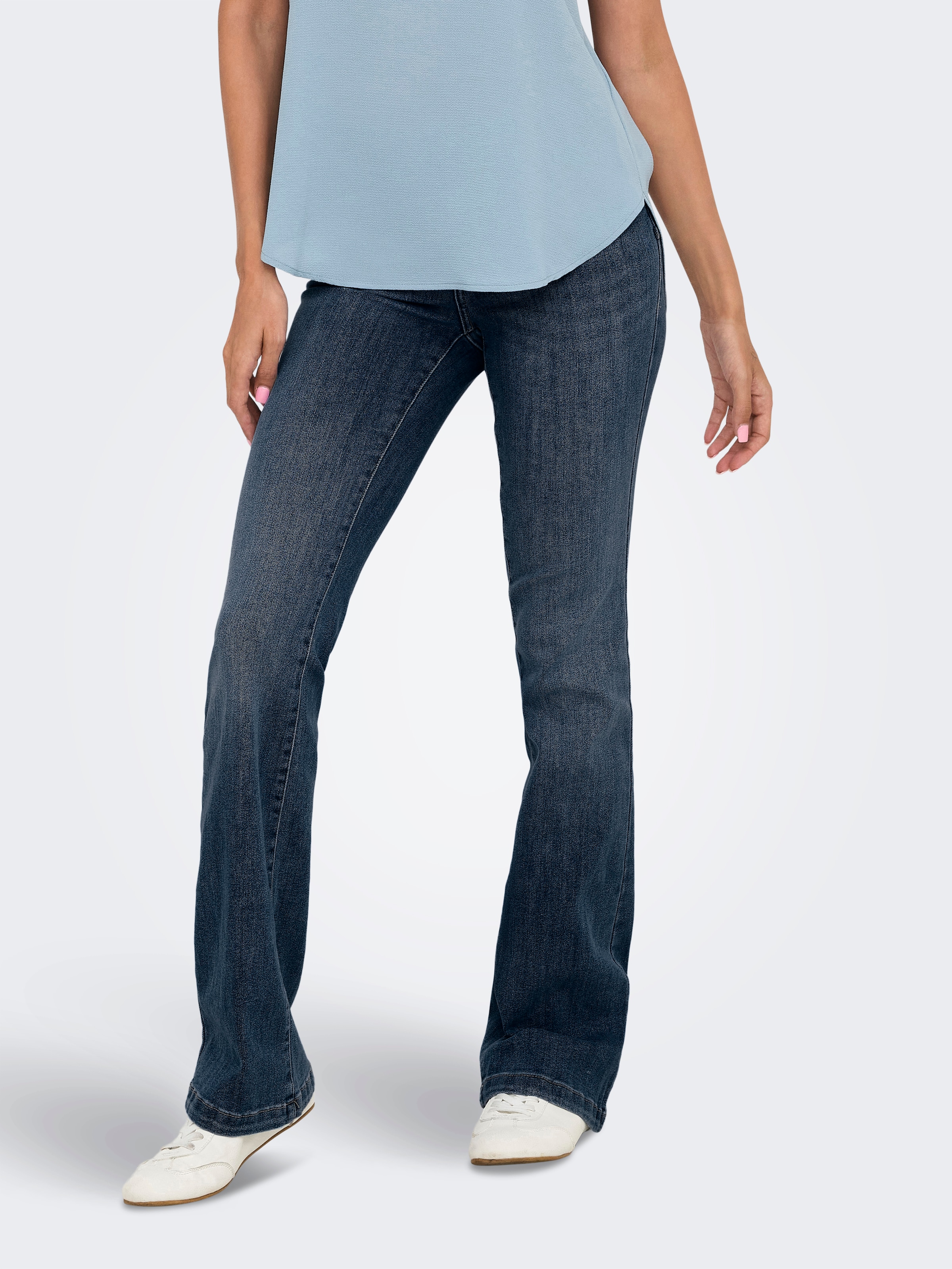 ONLY Bootcut-Jeans "ONLPOWER MID WAIST PUSH UP FLARED DNM" elastischer Deni günstig online kaufen