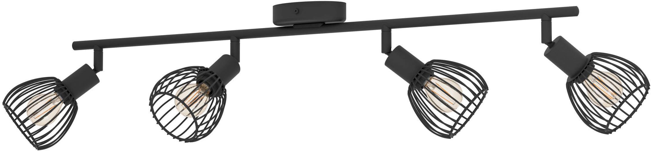 EGLO Deckenleuchte "Sonnino Deckenlampe 4-fach, schwenkbare Spots, Metall, Deckenspot, E14", 4, H: 18,5cm, 1 Stk.schwarz, Wohnzimmer, Leuchten, Spot