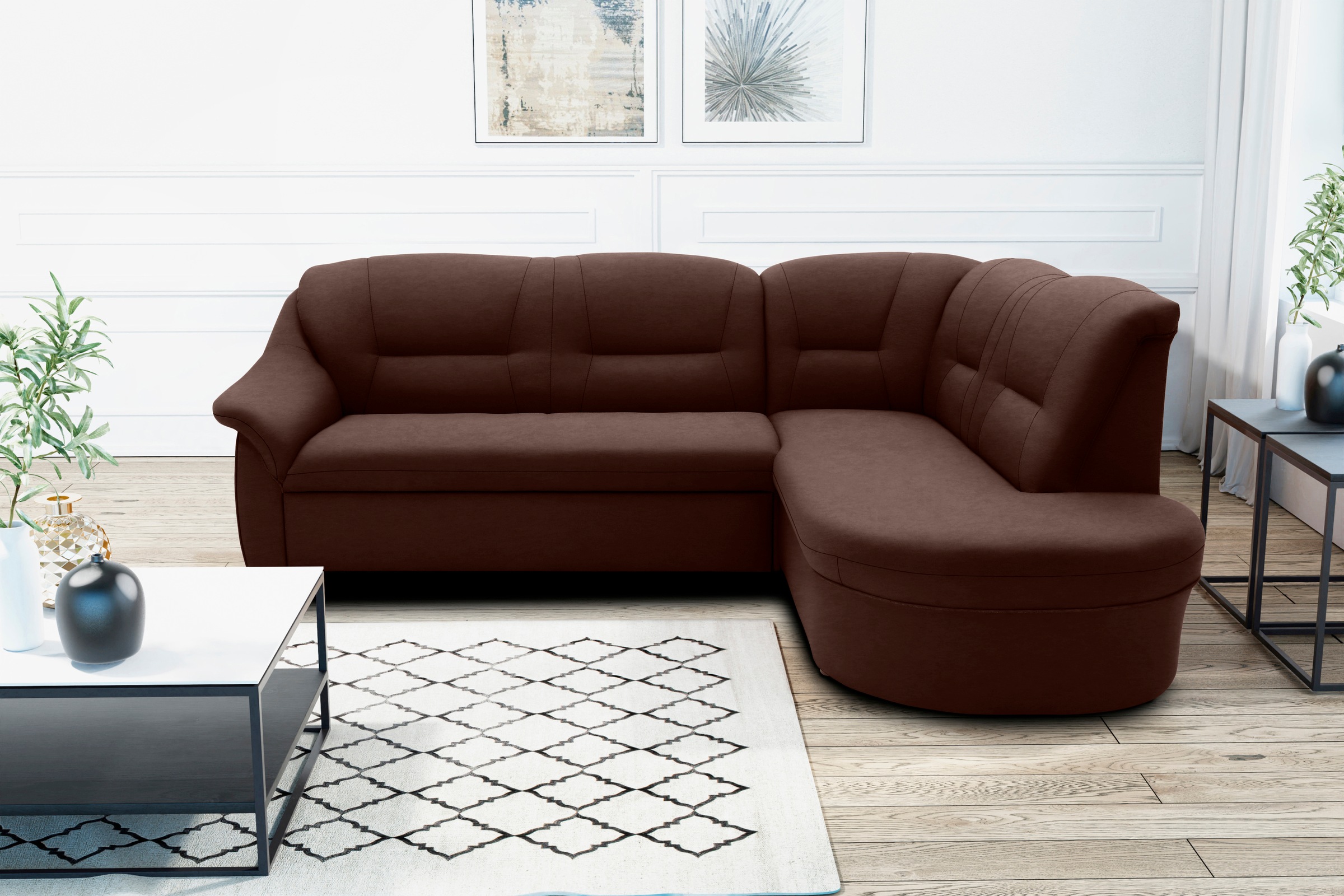DOMO collection Ecksofa "Faenza für kleine Räume, Stellmaße 232x176cm, komf günstig online kaufen
