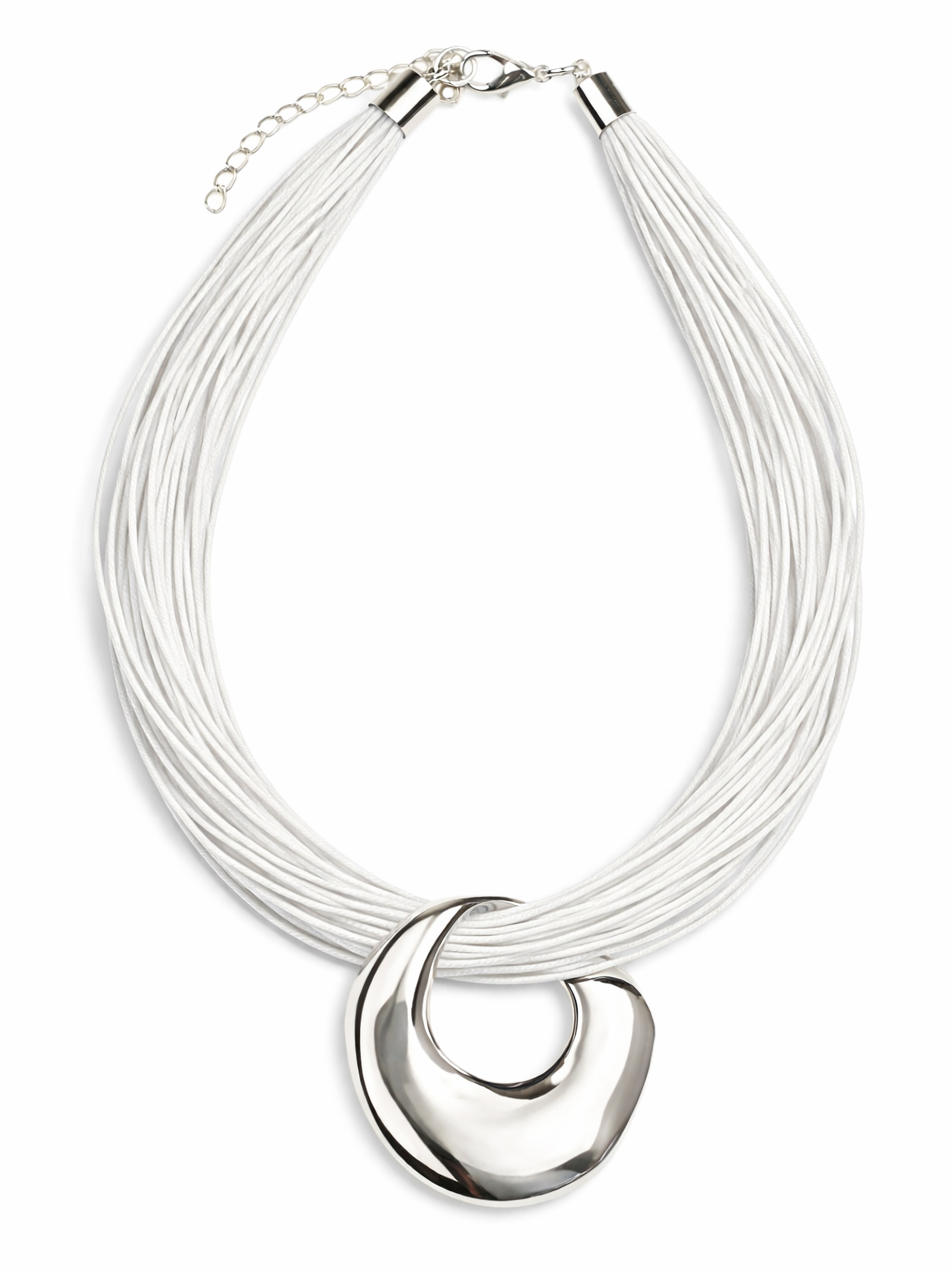 Kette mit Anhänger "Evora", Damen, Gr. onesize, Metall, weiß, COLLEZIONE ALESSANDRO, Basic, Halsketten, mit üppigem Metallanhänger