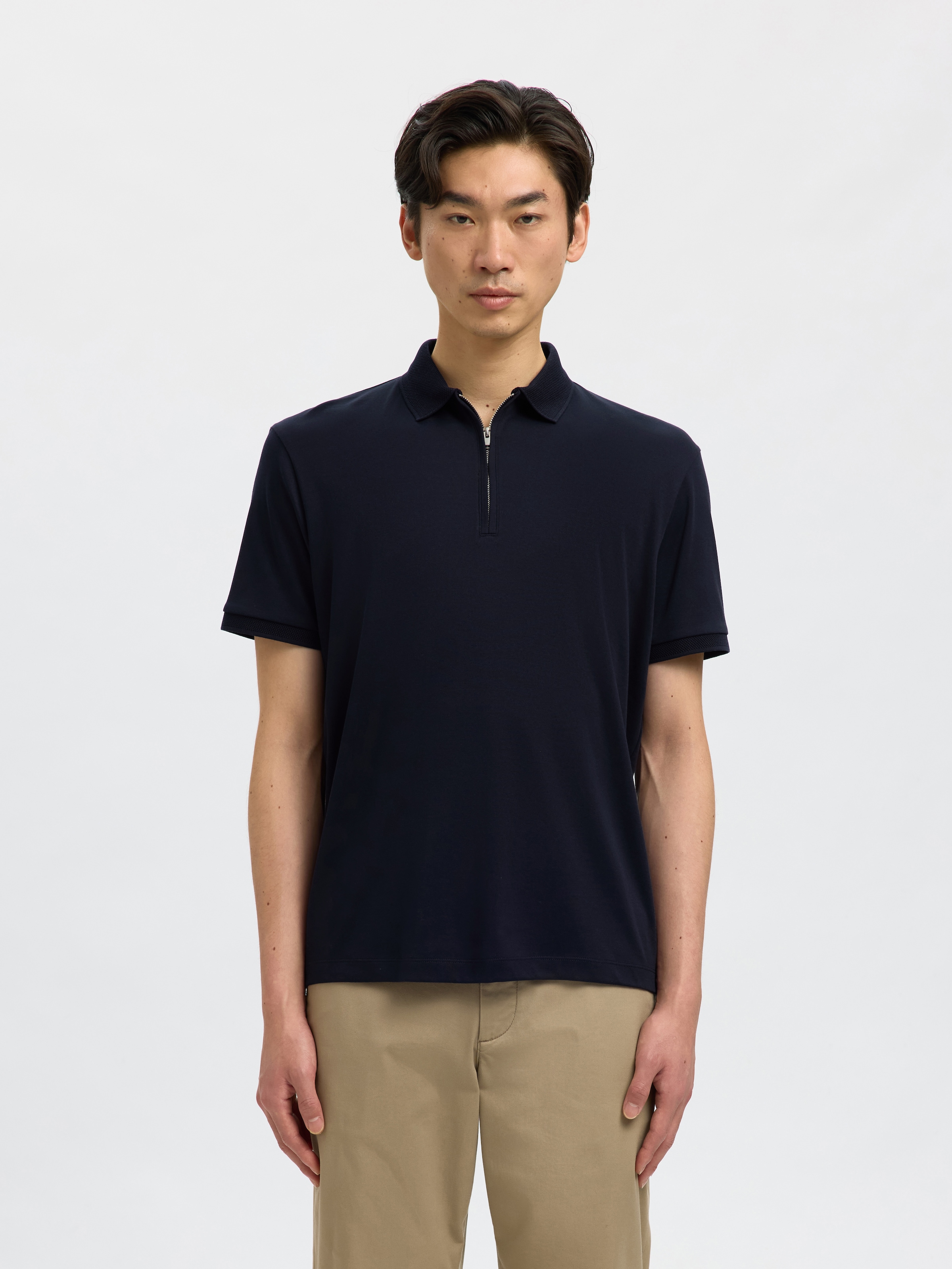 SELECTED Poloshirt "SLHFAVE ZIP SS POLO NOOS" Baumwollmischung, regular fit günstig online kaufen