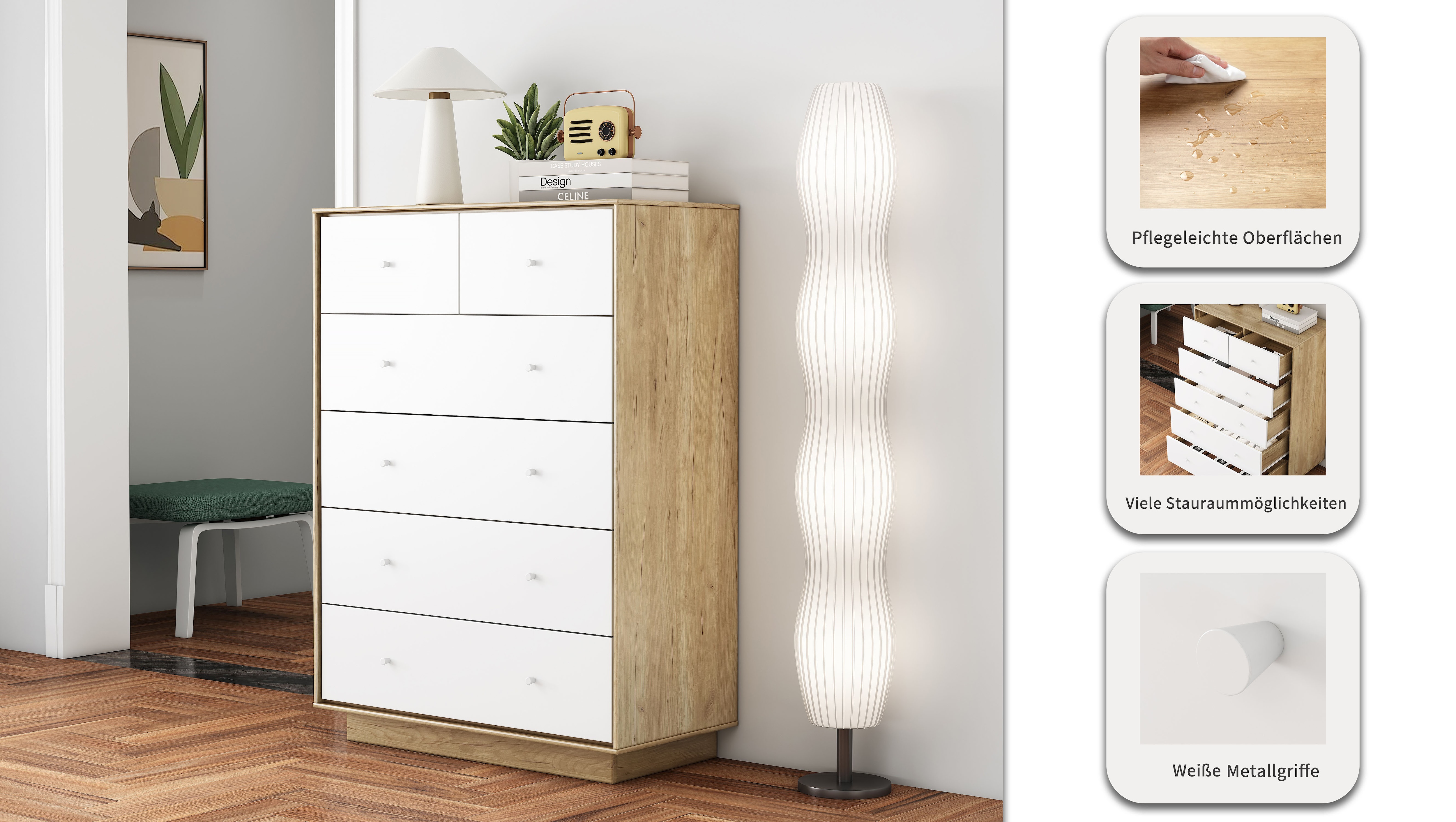 Thumbnail - OTTO home Kommode "Blaire" kratzfeste Melaminoberfläche, ABS-Kanten und FSC-zertifiziertem Holz