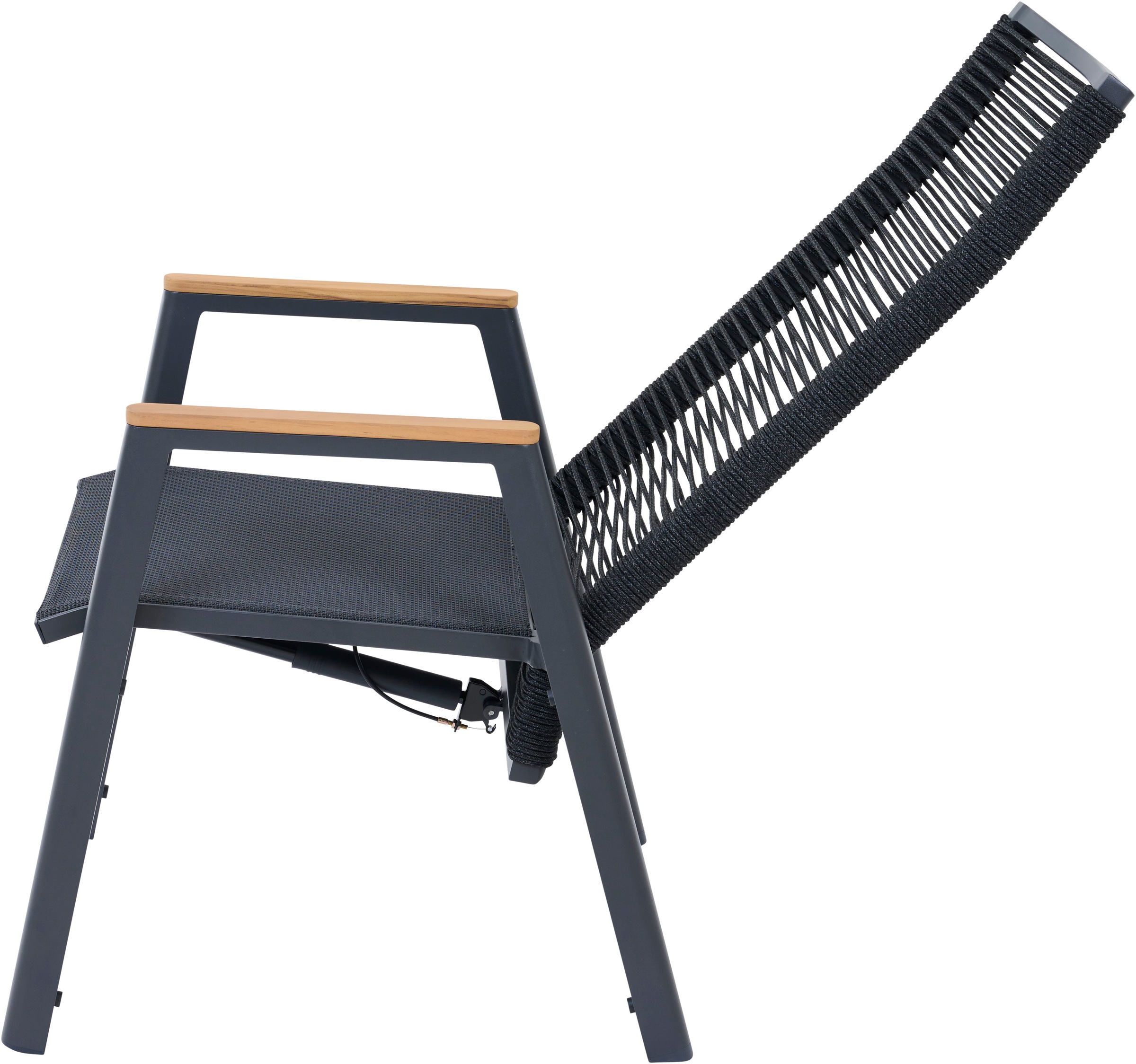 Siena Garden Gartensessel »BOLOGNA Move Sessel« Aluminiumgestell, Rope Geflecht, Armlehnen aus Teak FSC 100%