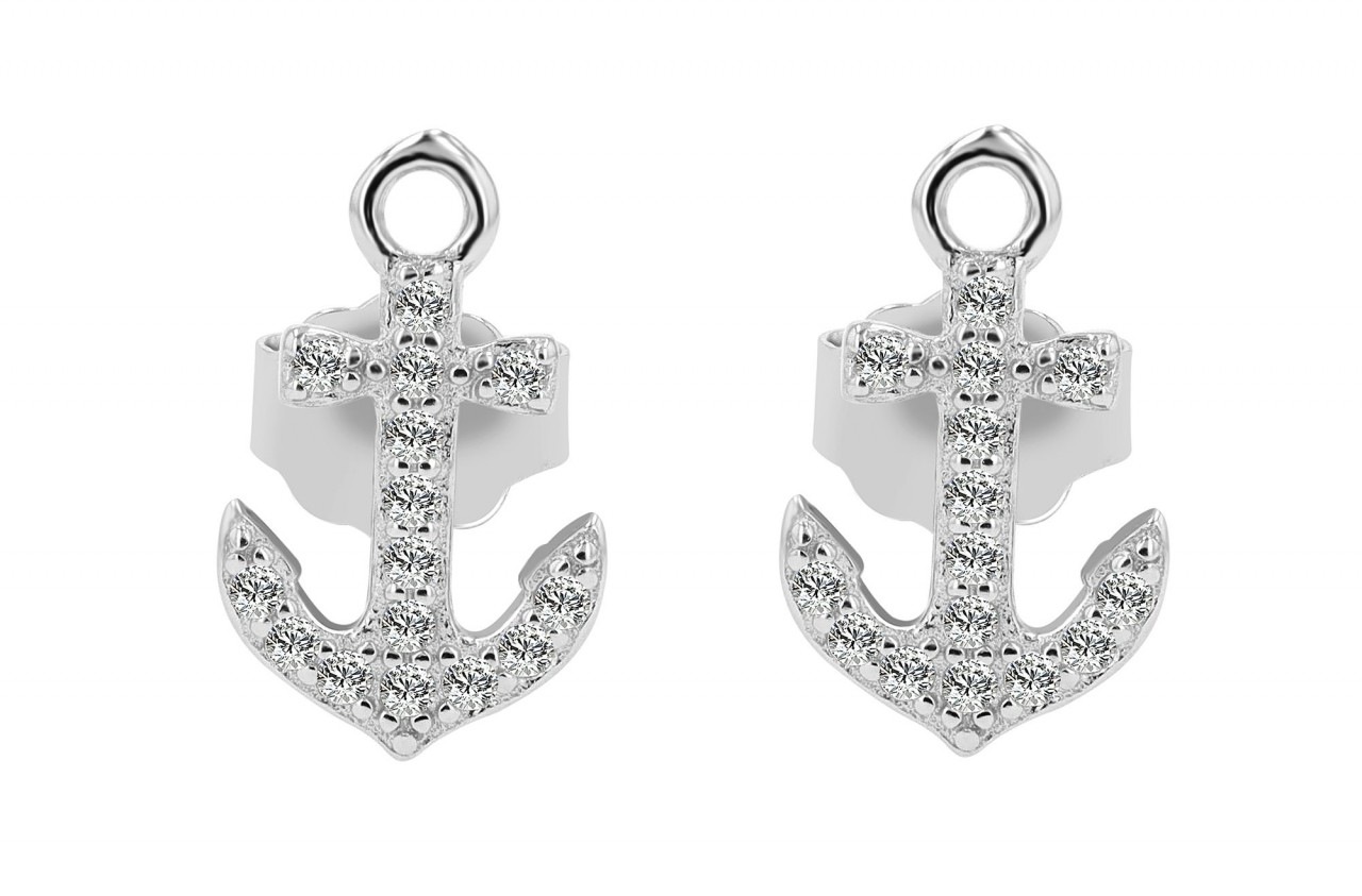 Adelia´s Paar Ohrhänger »Damen Ohrstecker aus rhodiniertem 925 Sterling Silber mit Anker«