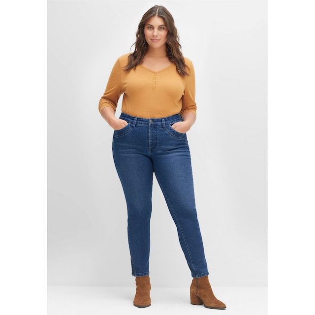 Sheego Stretch-Jeans »Große Größen«, mit Zippern am Saumabschluss online  kaufen | BAUR