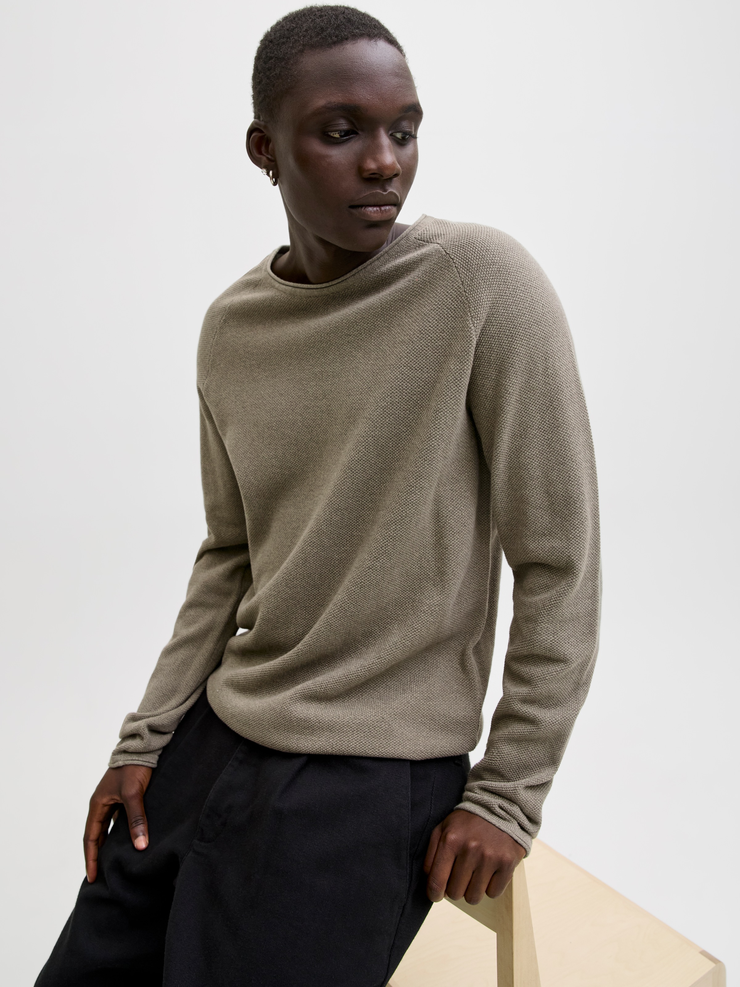 Jack & Jones Rundhalspullover "JJEHILL KNIT CREW NECK NOOS" mit Strukturstr günstig online kaufen