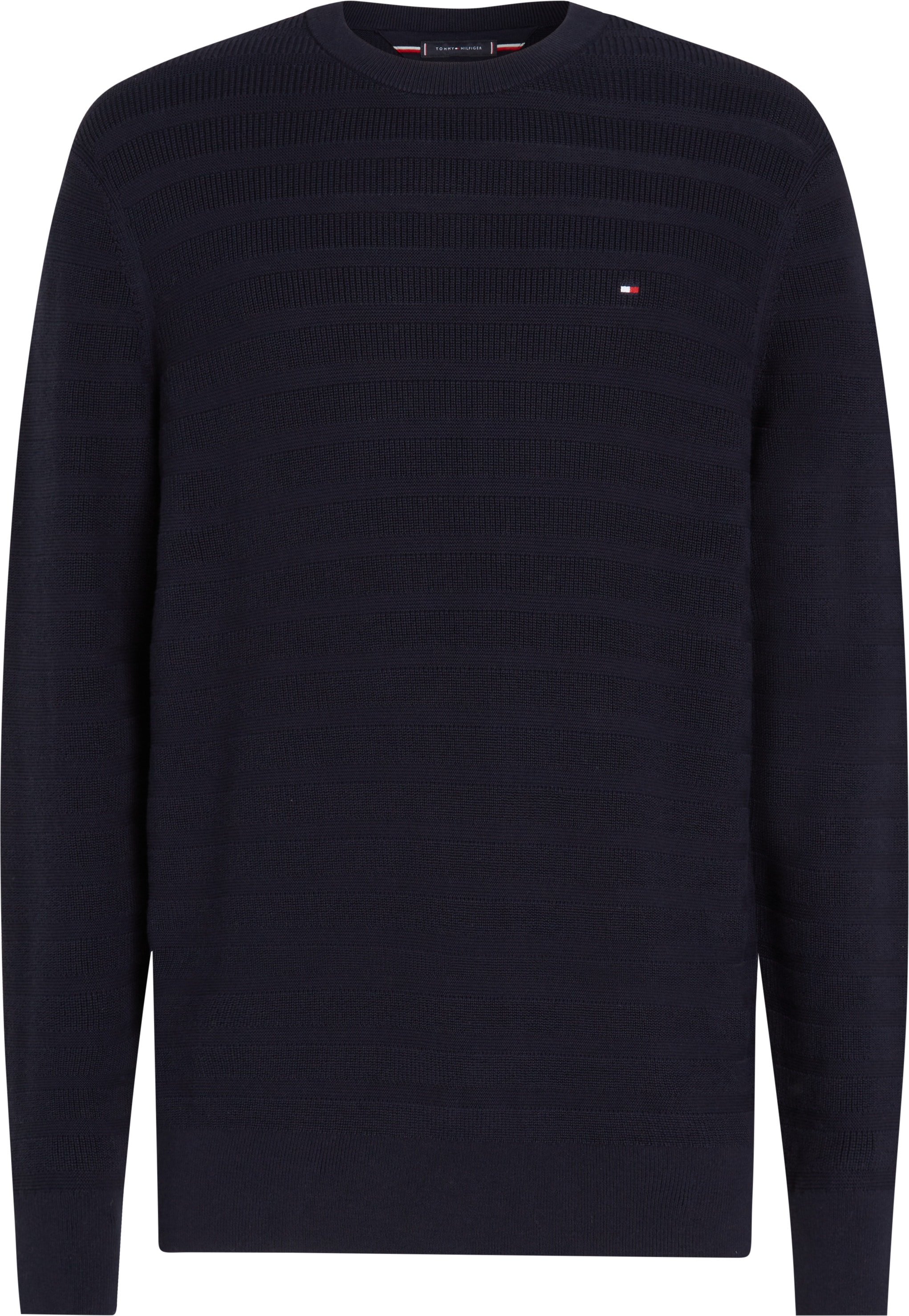 Tommy Hilfiger Rundhalspullover »STRIPE STRUCTURE«, regular fit, leicht überschnittene Schultern