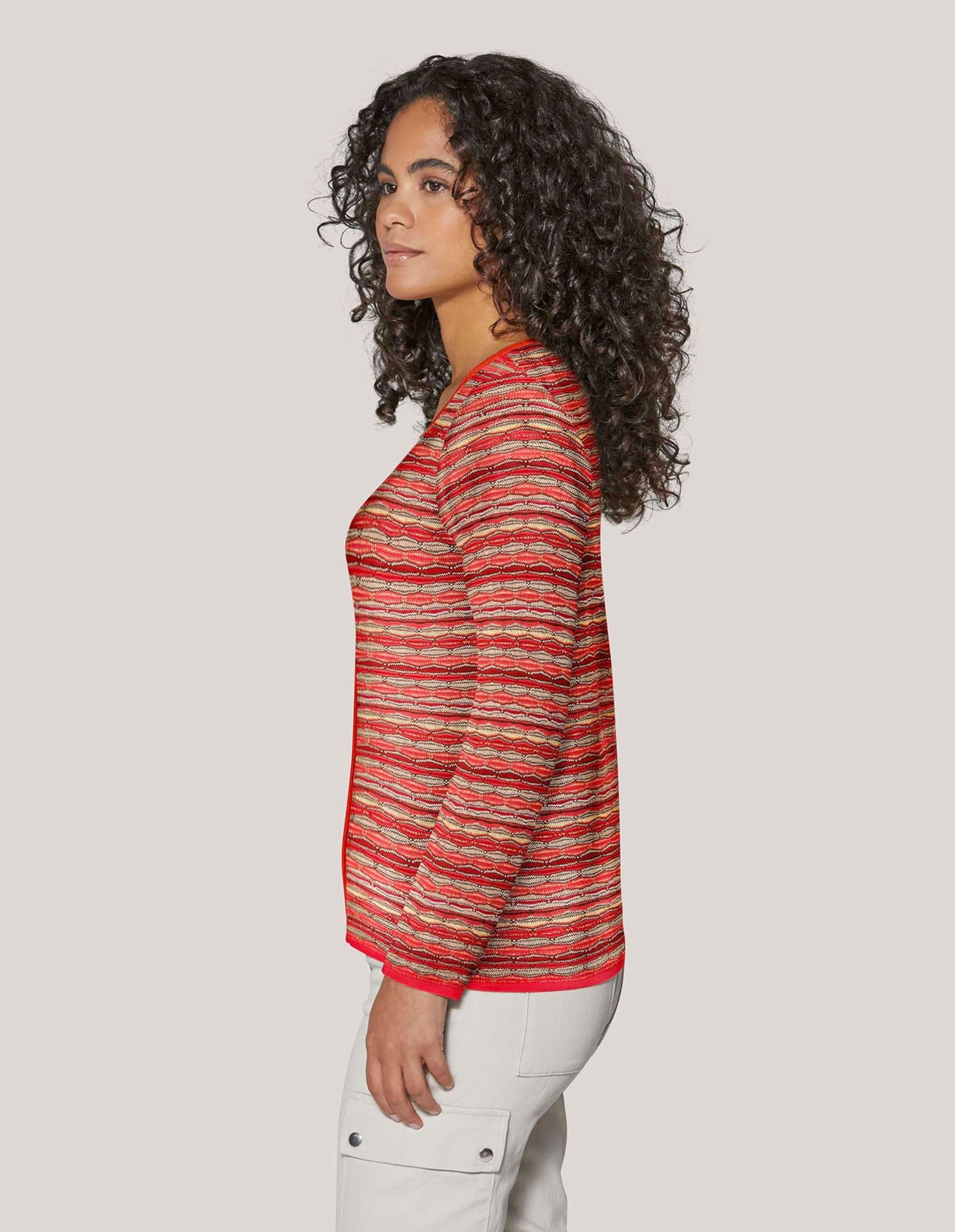 MADELEINE Strickjacke »Strickjacke Schmale Strickjacke mit mehrfarbigem Streifenmuster«