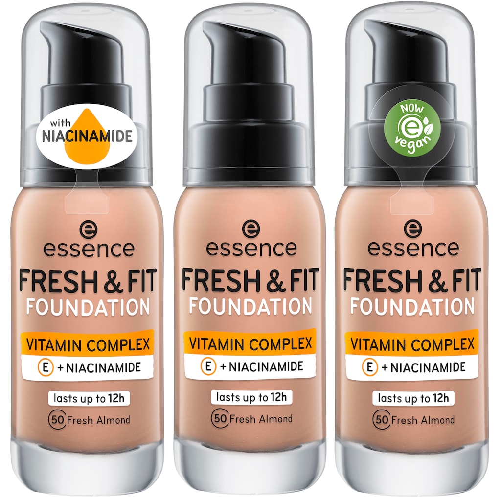 Essence Foundation »FRESH & FIT FOUNDATION«, (Set, 3 tlg.)