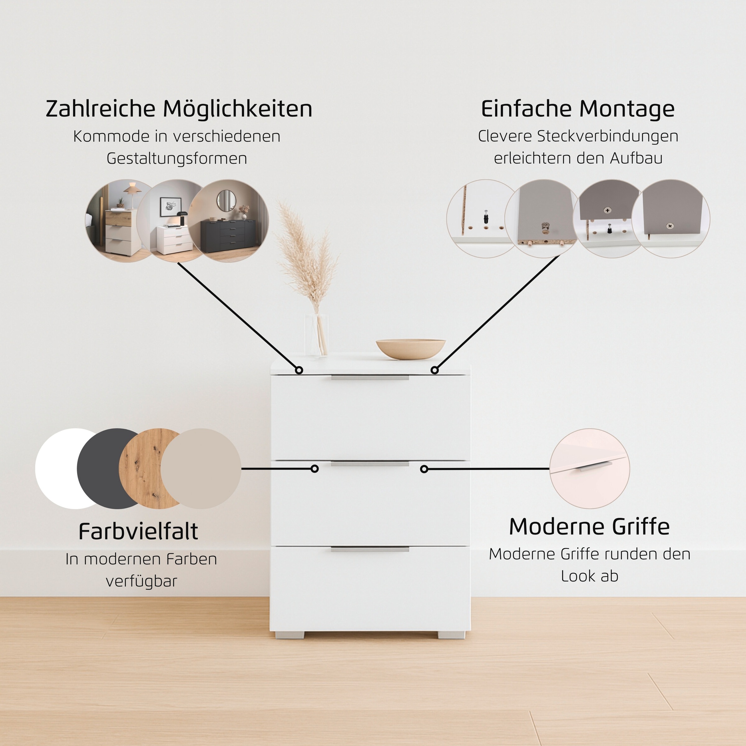 rauch Nachtkommode »Nachttisch Nachtkonsole Nachtschrank ASTANA« Breite 40 cm / Höhe 61 cm, 