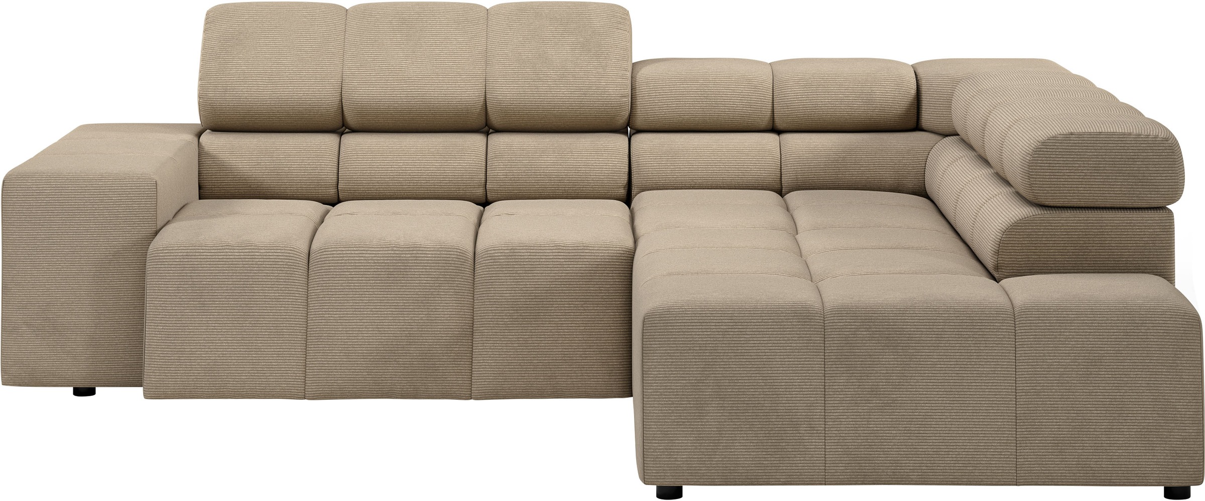 INOSIGN Ecksofa »Ancona, incl. Kopfteilverstellung + 3 Zierkissen, L-Form, bequem«, wahlweise motorische Sitztiefenverstellung, B/T(H: 249/215/70 cm