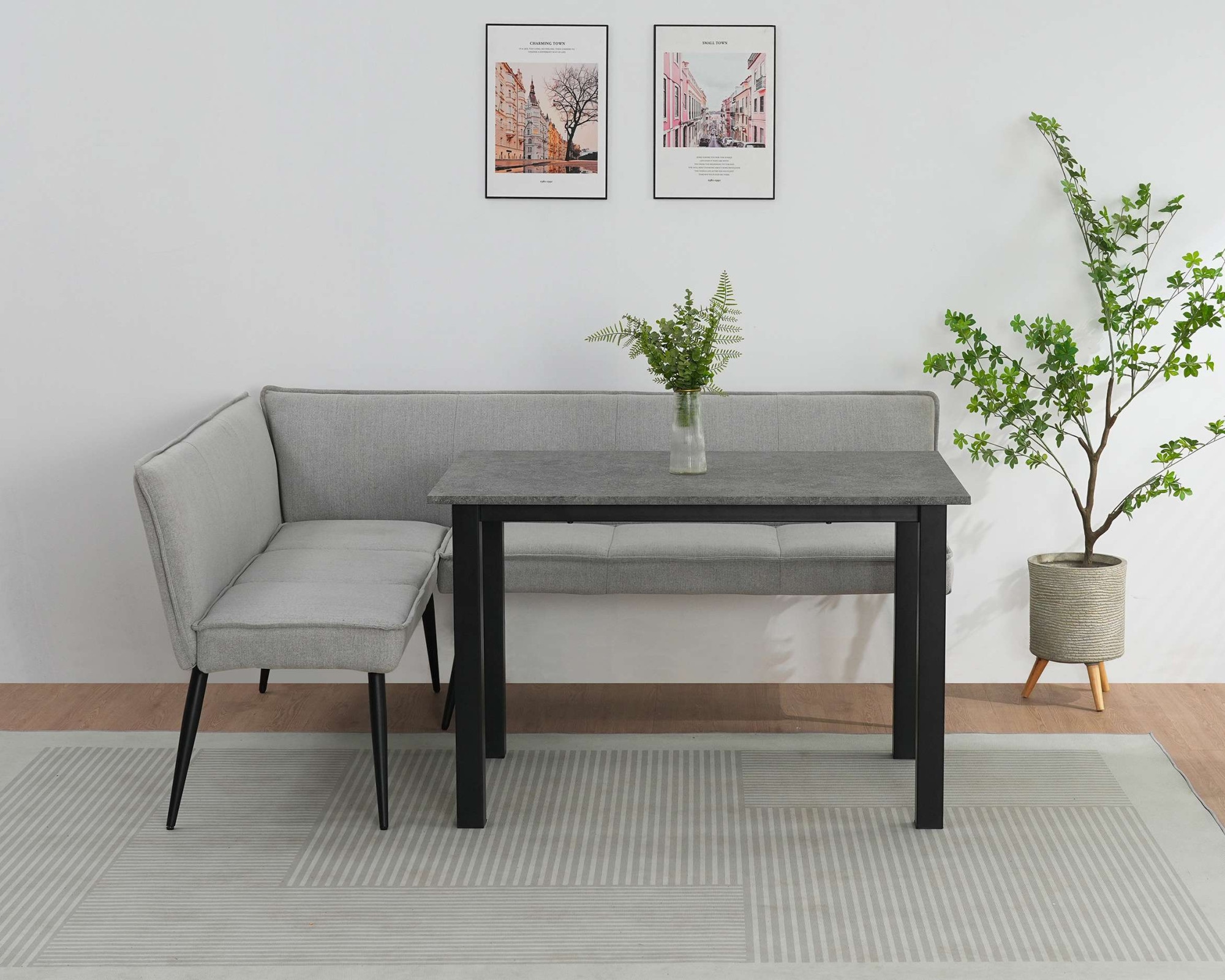 OTTO home Essbank »Ianna« schwarze Metallbeine, pflegeleichtem Webstoff Bezug, Breite 193 cm