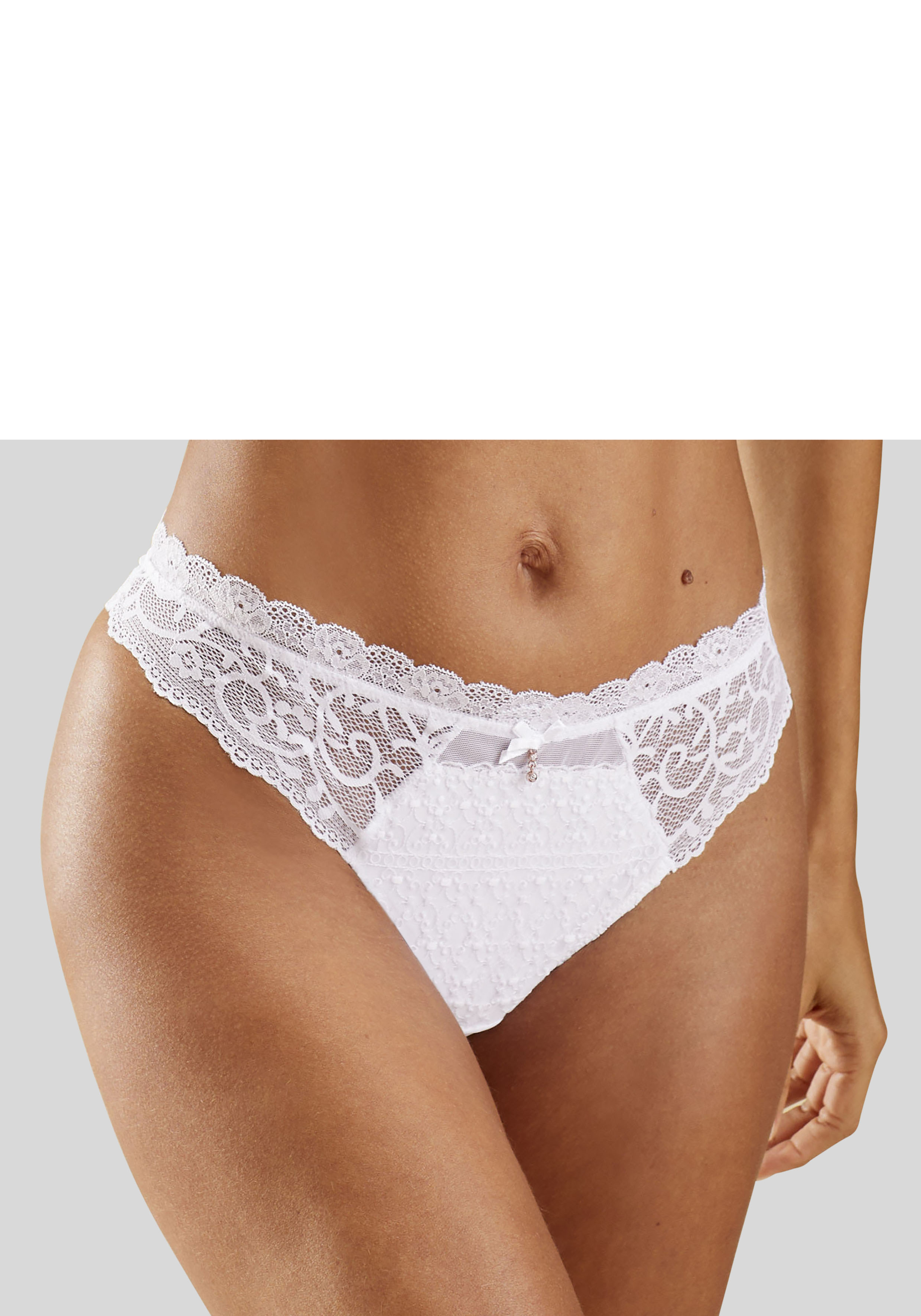 Nuance by Lascana String mit leicht transparenter Stickereispitze