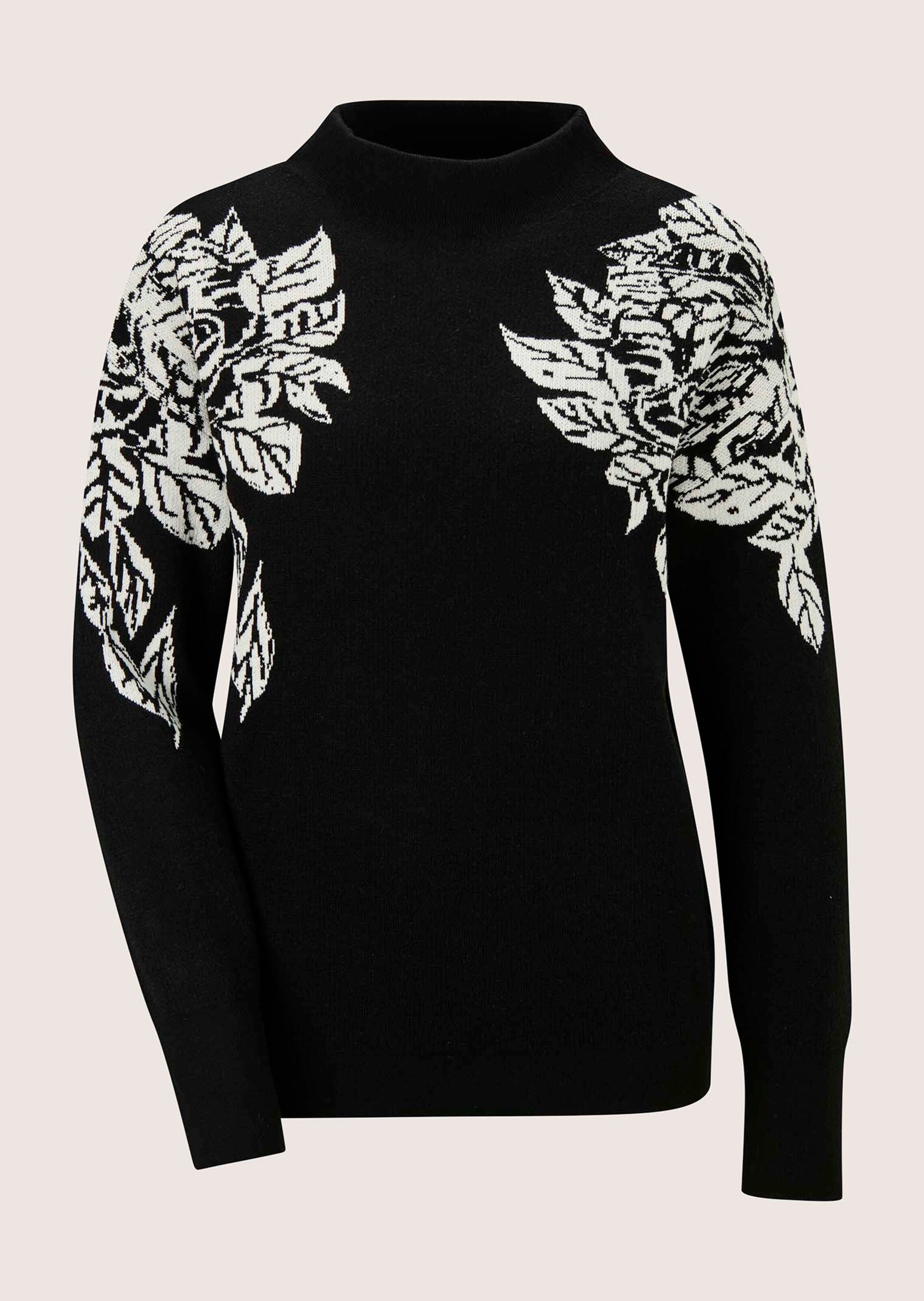 MADELEINE Longpullover "Pullover Jacquard-Pullover mit floralem Motiv"