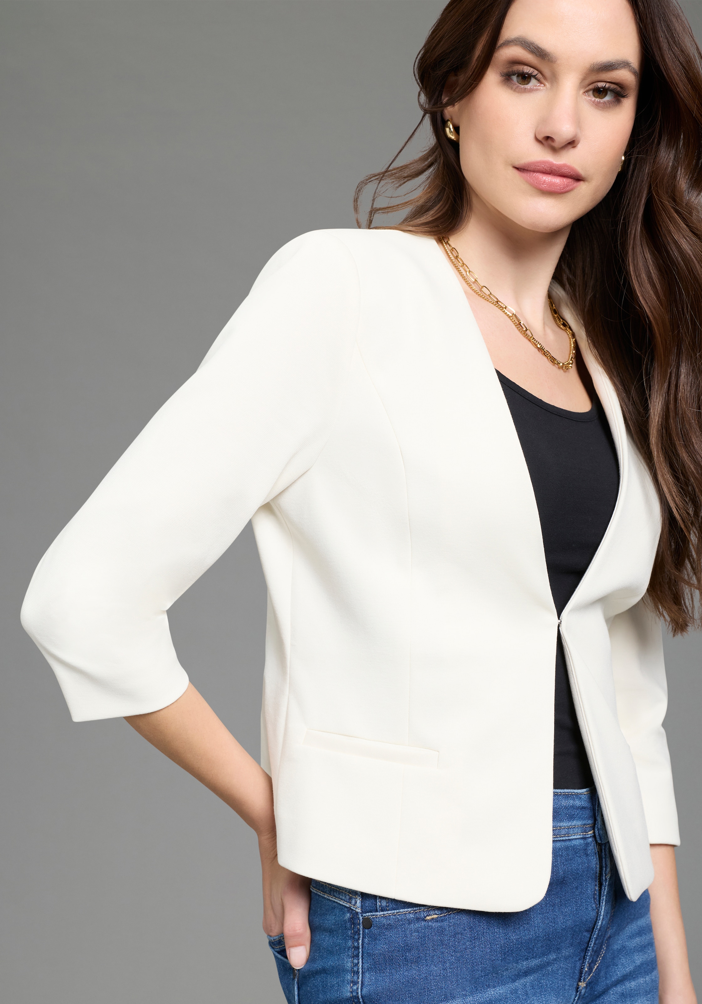 Laura Scott Kurzblazer aus elastischer Jerseyware, mit Hakenverschluss