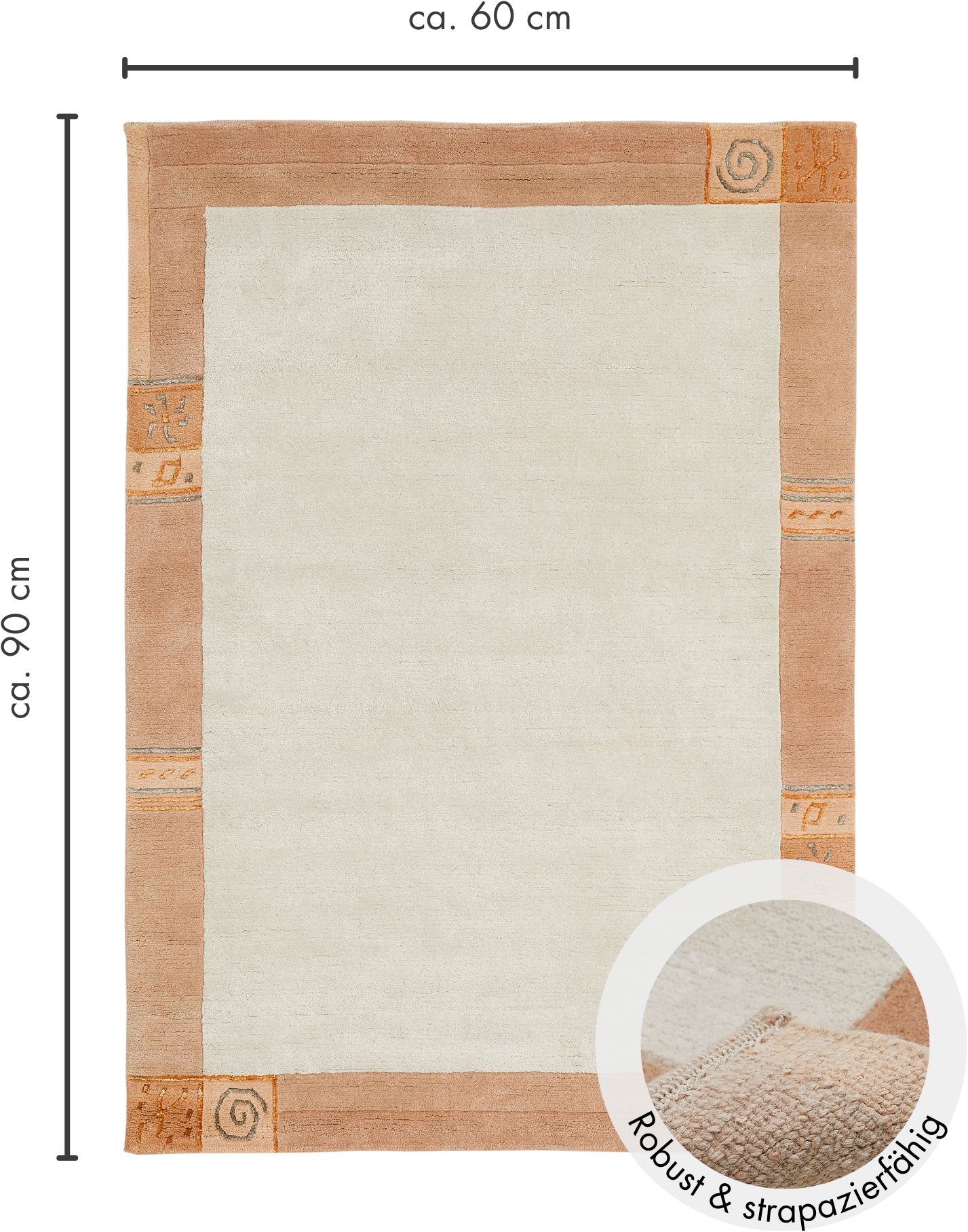 LUXOR living Wollteppich »India«, rechteckig, 20 mm Höhe, reine Wolle, handgeknüpft, mit Bordüre, auch als Läufer