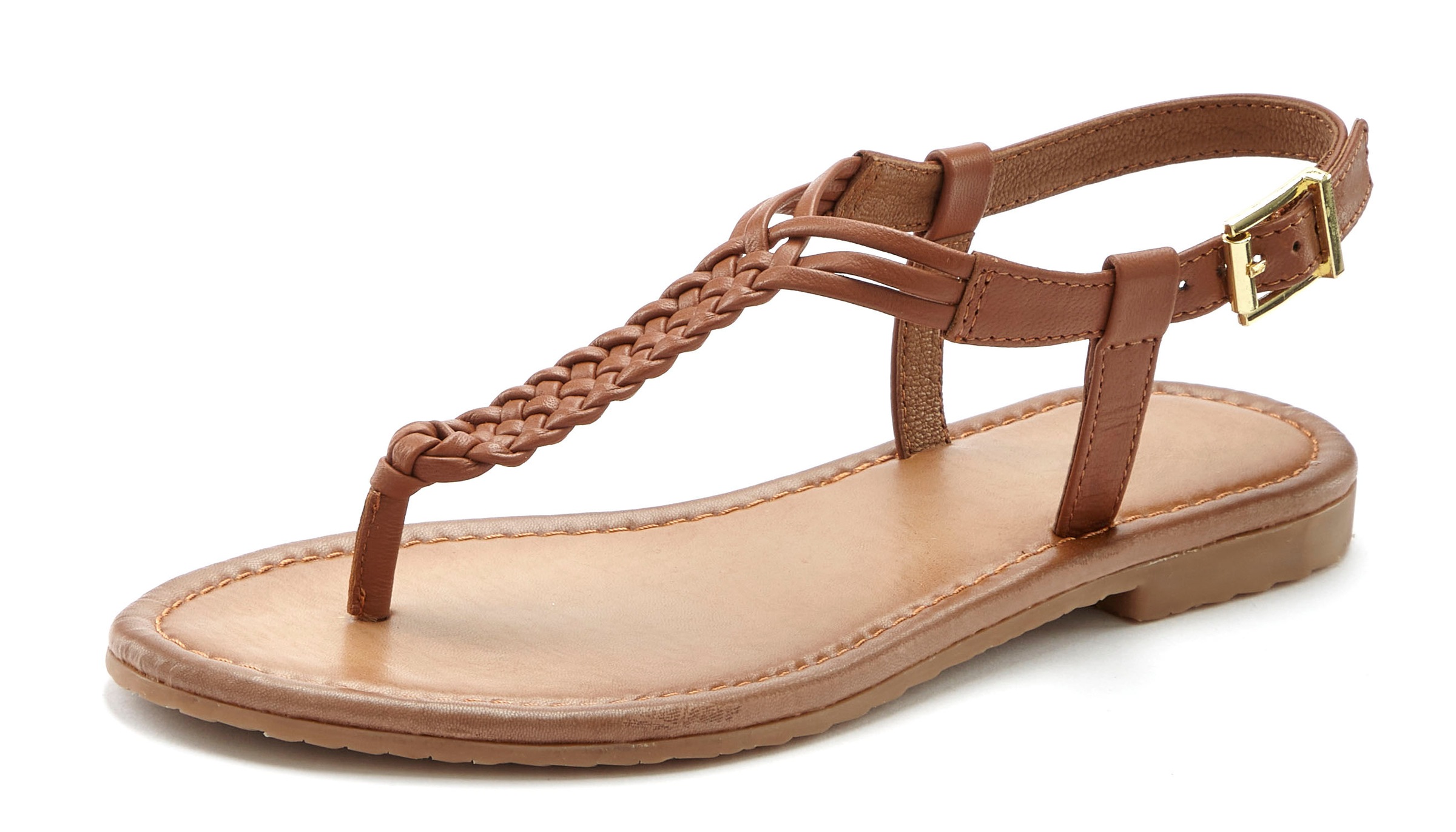 Vivance Zehentrenner, Sandalette, Sommerschuh,Sandale aus Leder mit Flecht- günstig online kaufen