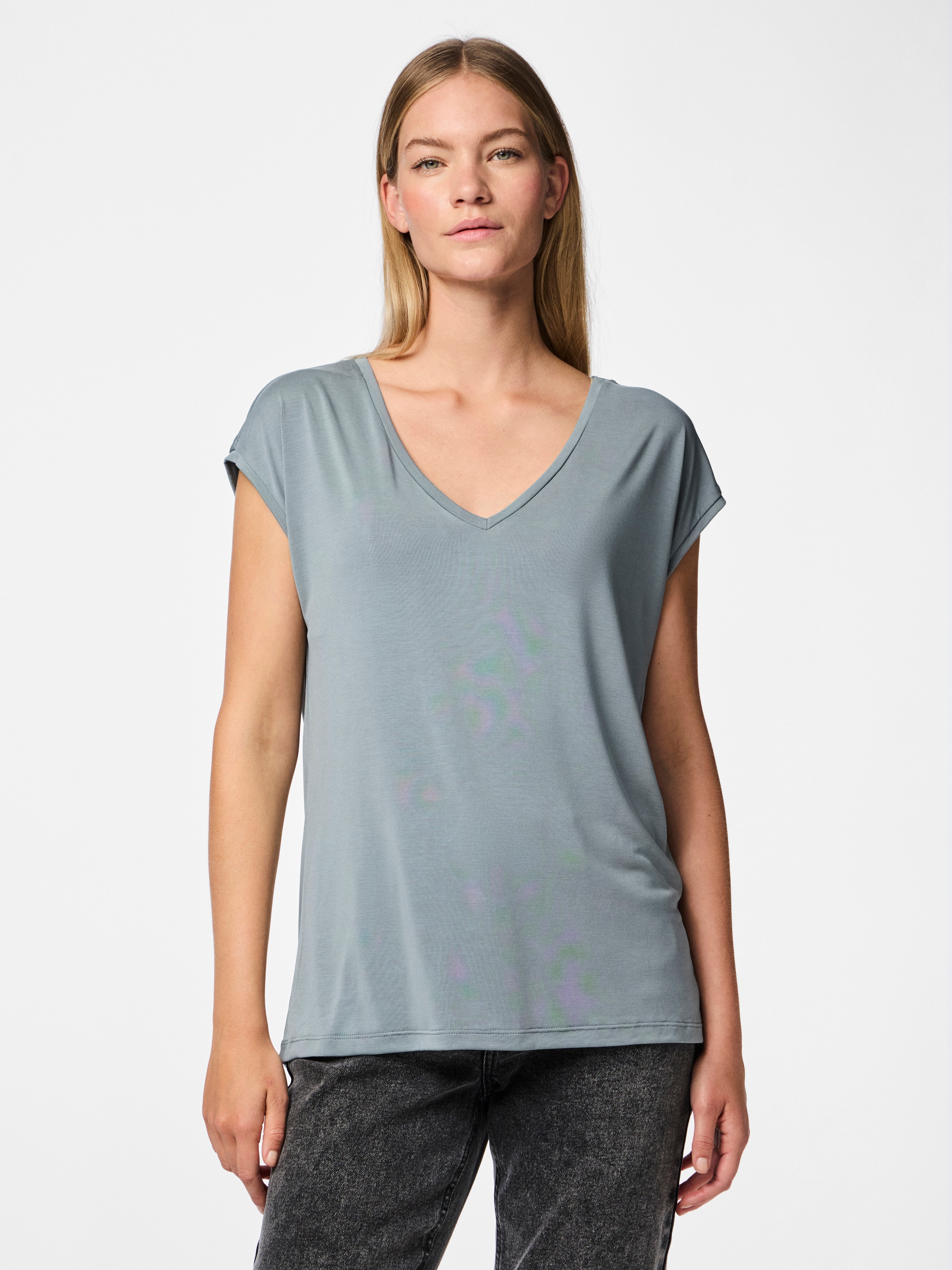 pieces Kurzarmshirt »PCKAMALA TEE NOOS BC« Materialmix, regular fit