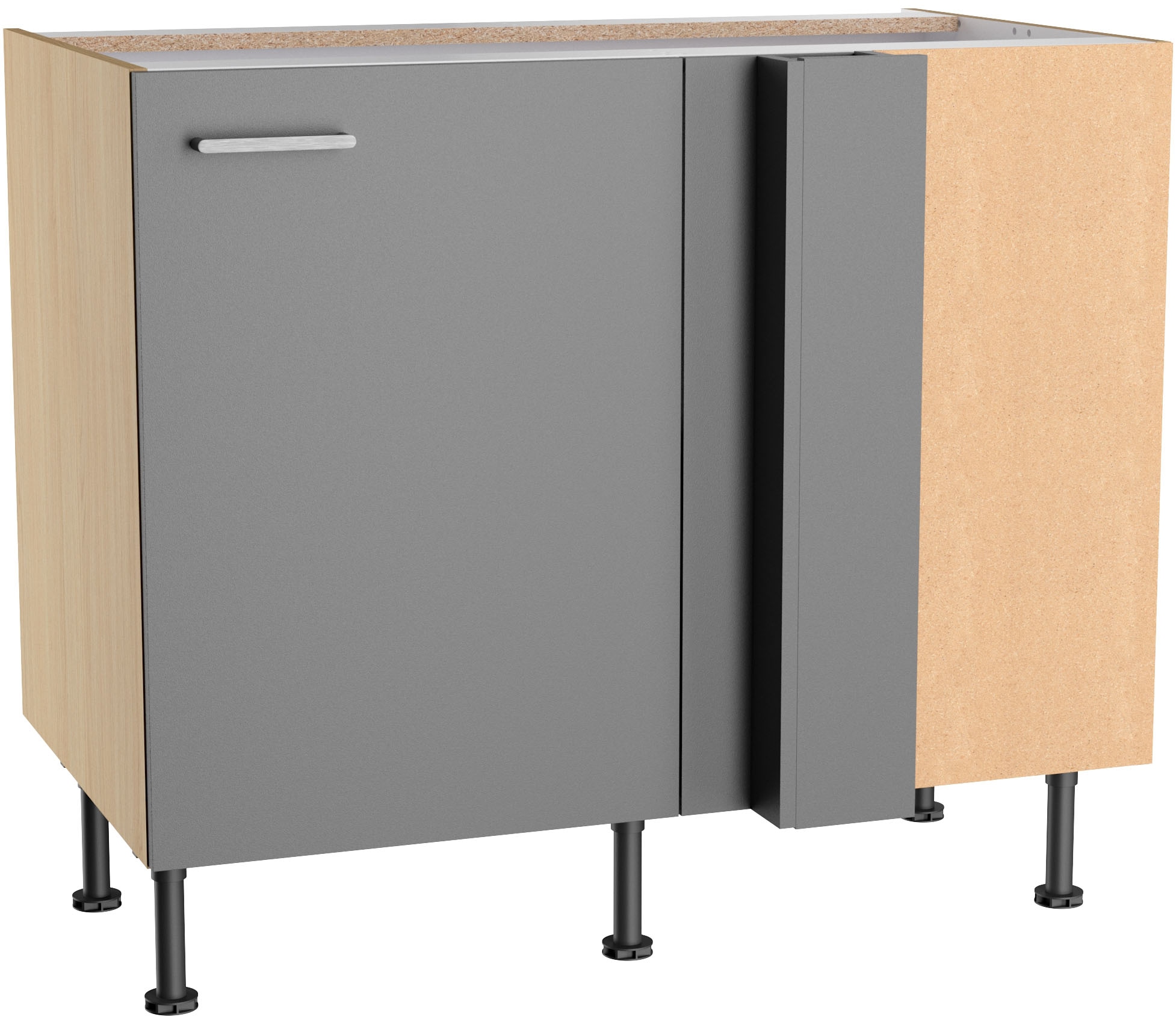 KOCHSTATION Eckunterschrank "KS-Lucy" Breite 100 cm, mit 1 Tür, Soft-Close, höhenverstellbare Füße