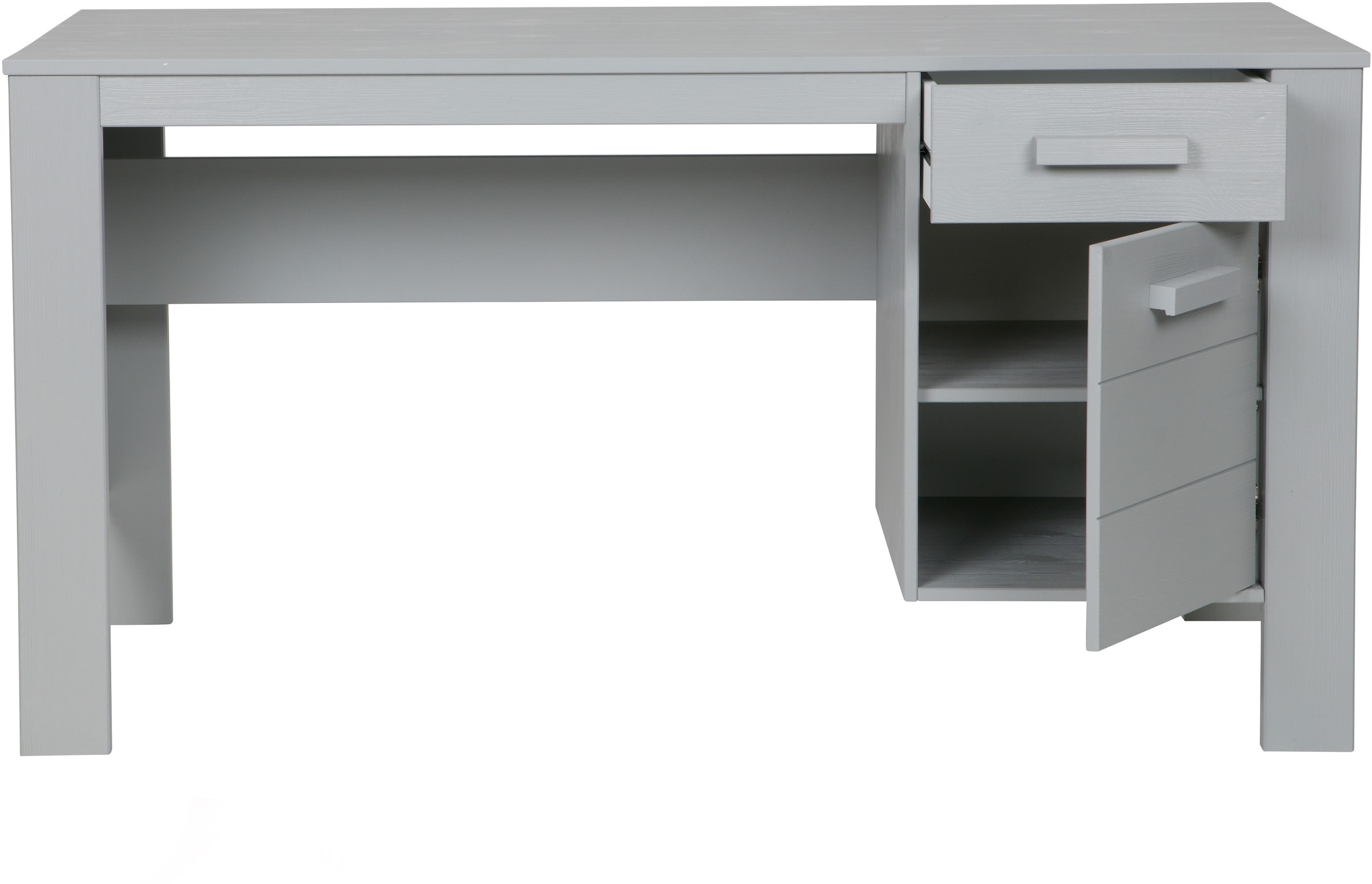 WOOOD Schreibtisch »Julius FSC®-Kiefernholz, gebürstet, mit zwei Schubladen 141x59x74 cm« Gebürstete Oberfläche, sichtbare Maserung, wasserbasiert lackiert