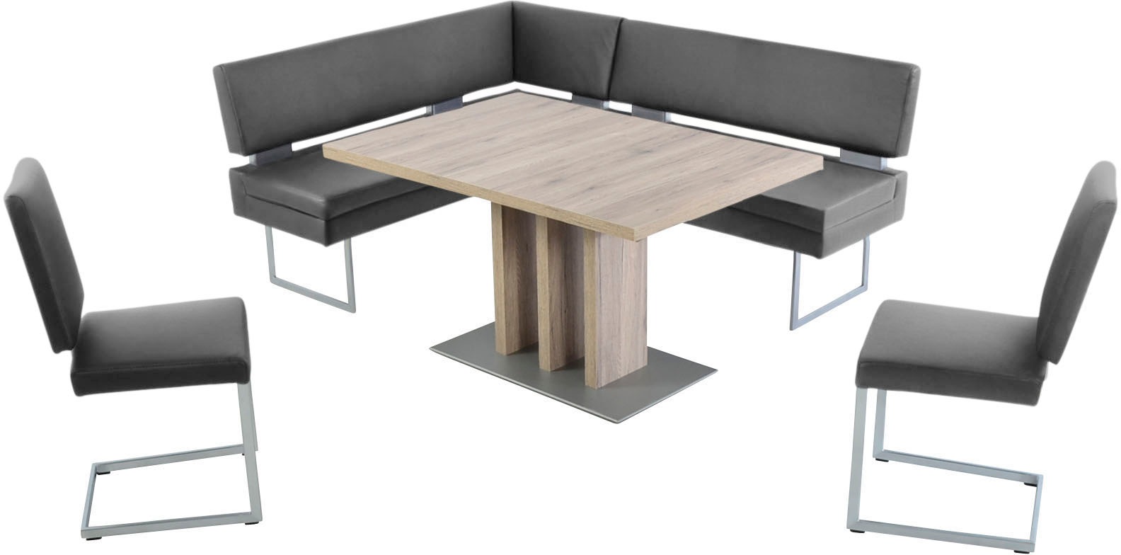 K+W Komfort & Wohnen Essgruppe, (4 tlg.), langer Schenkel links oder rechts, 2 Freischwinger, 1 Funktionstisch