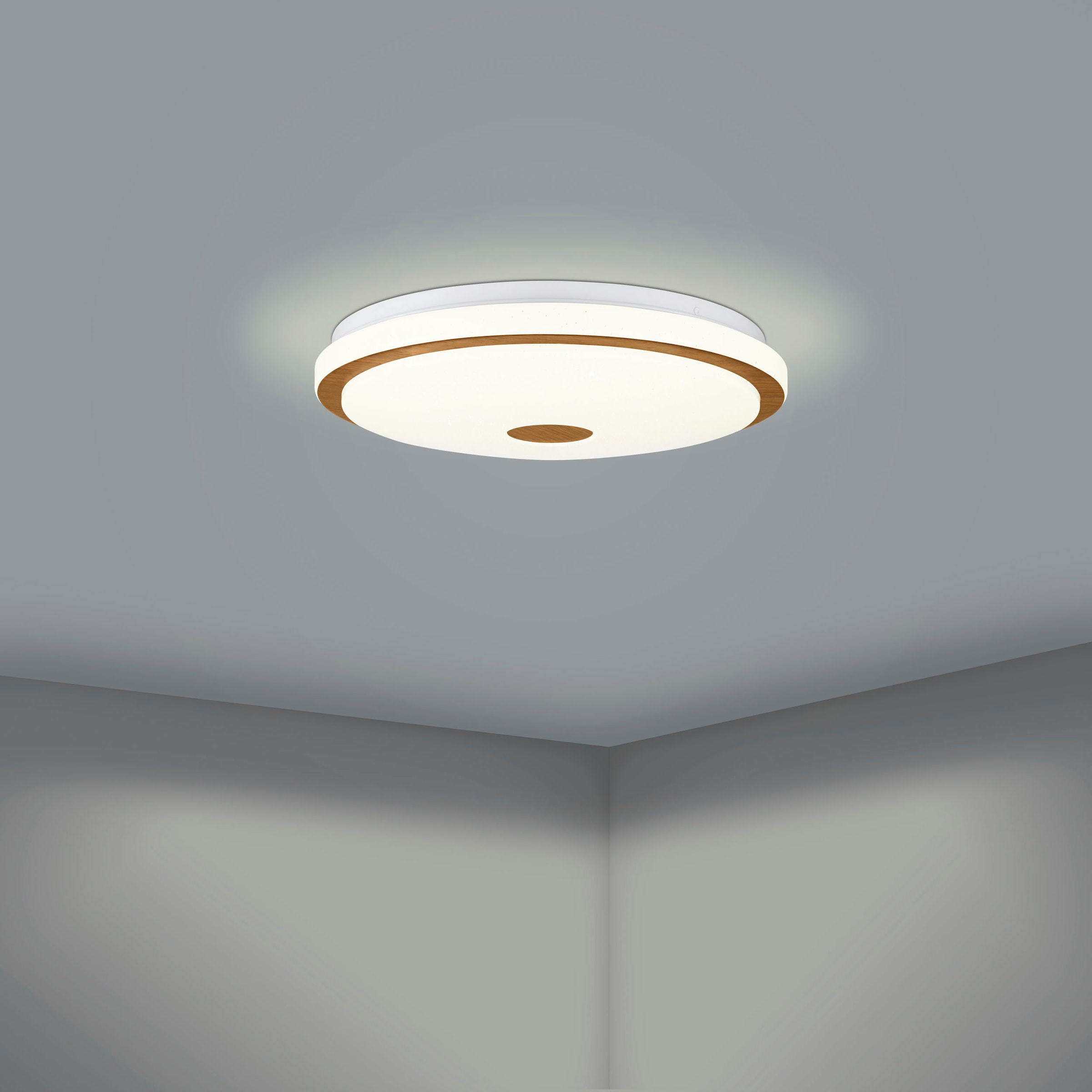 EGLO Deckenleuchte 24 / | in weiß-braun integriert Holz - LED BAUR aus »LANCIANO inkl. fest Stahl, 1« Watt