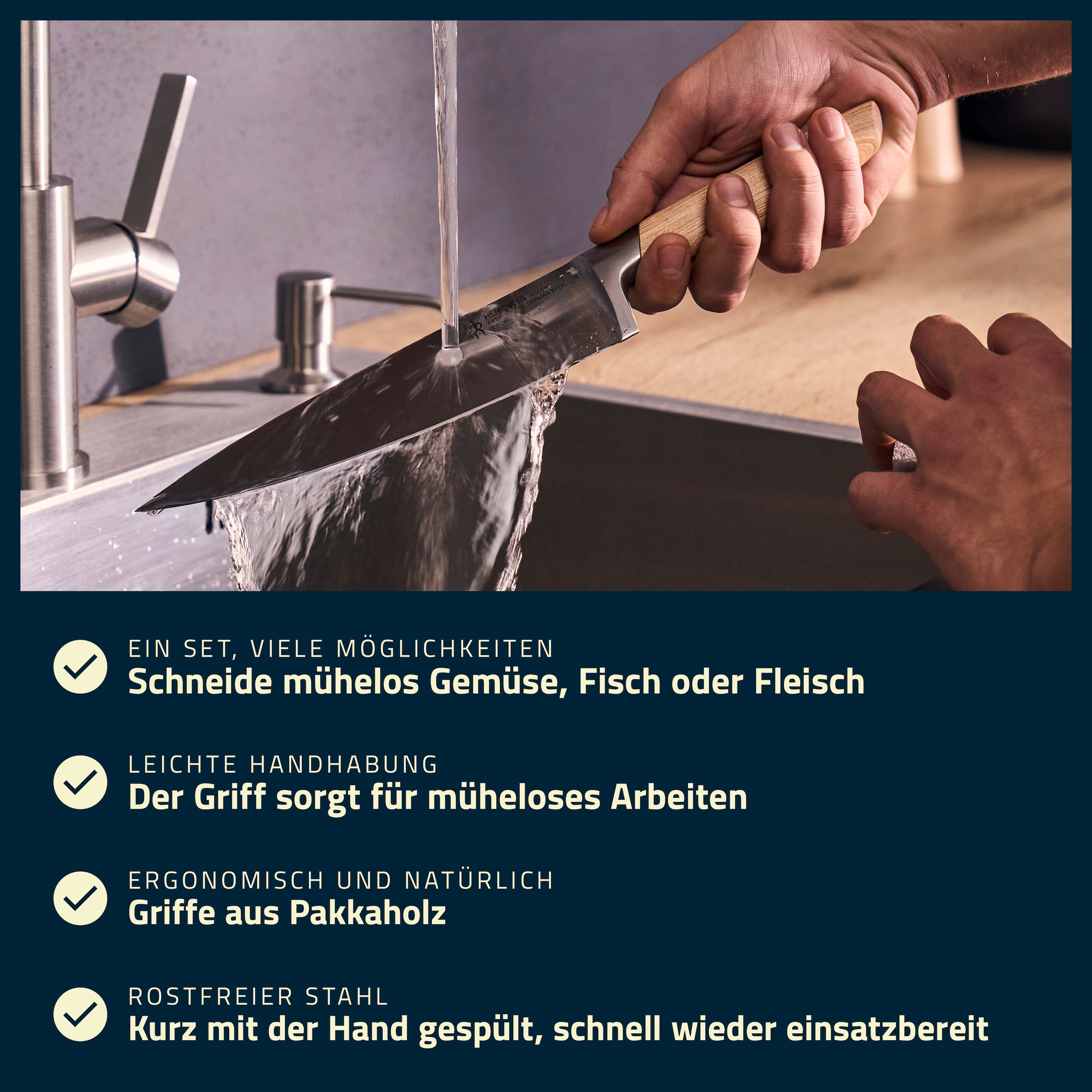 HENCKELS by ZWILLING Messer-Set »Pakka« Rostfreier Klingenstahl, Edles Pakkaholz