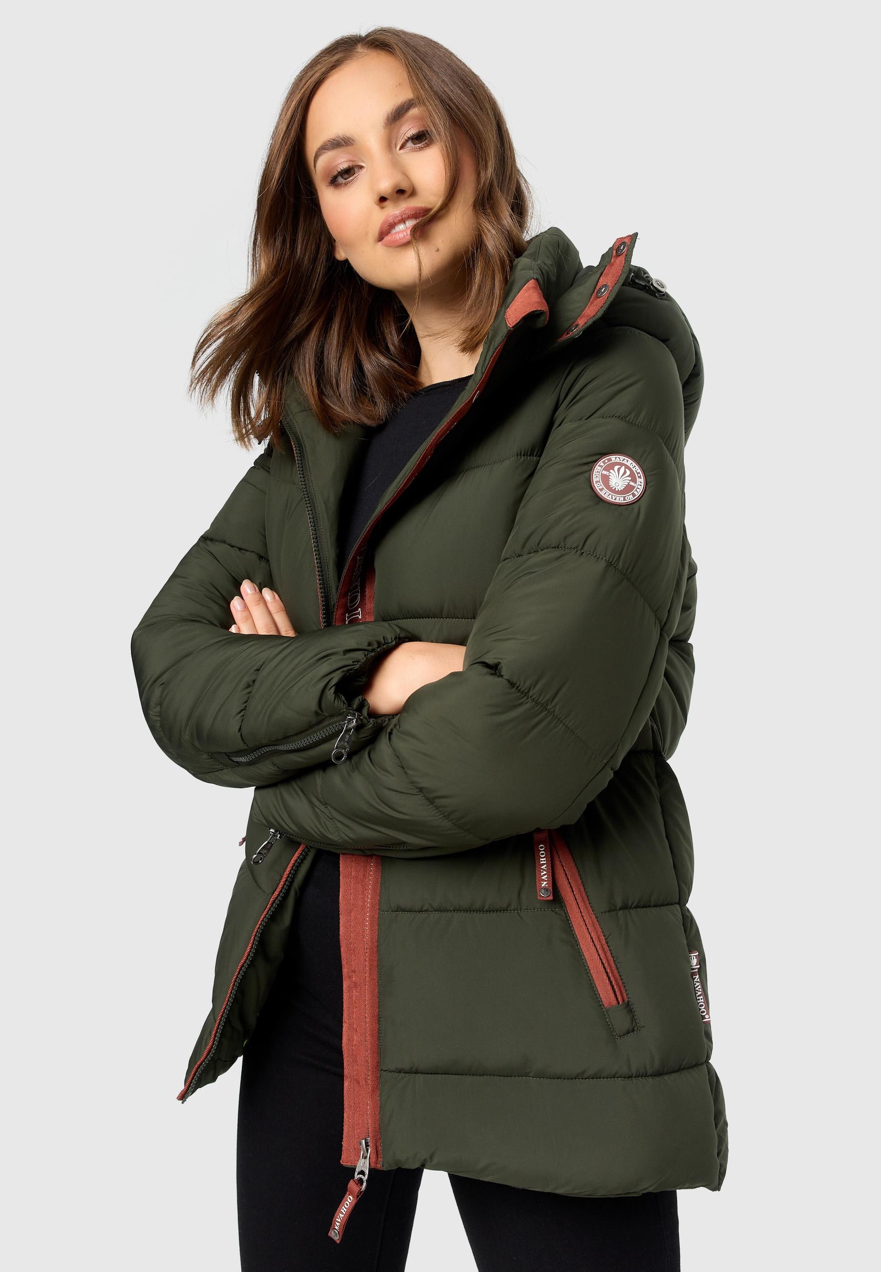 Navahoo Winterjacke »Wattewölkchen«, mit Kapuze, Modische Damen Steppjacke mit kontrastfarbenen Details